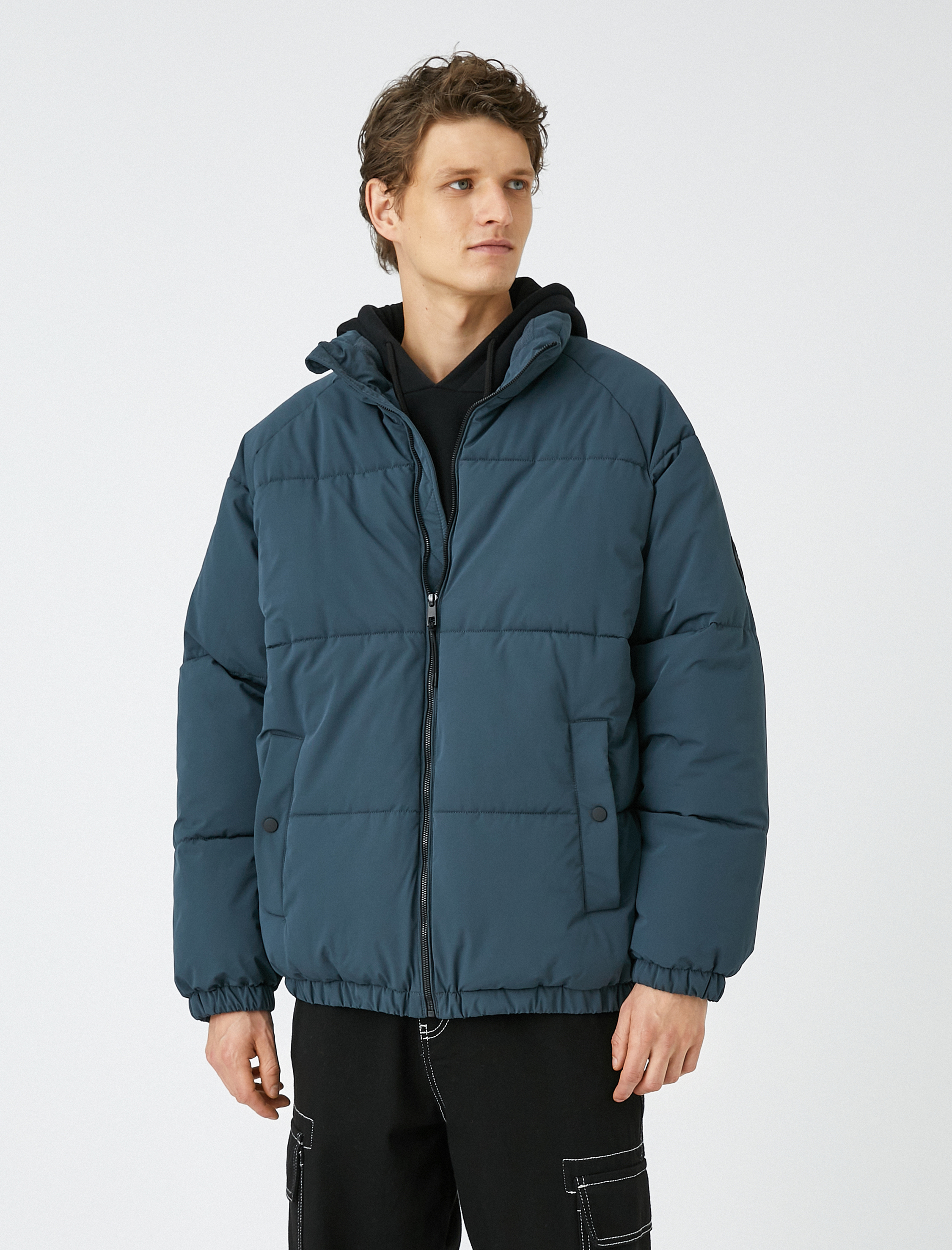   Şişme Mont Cep Detaylı Fermuarlı Dik Yaka