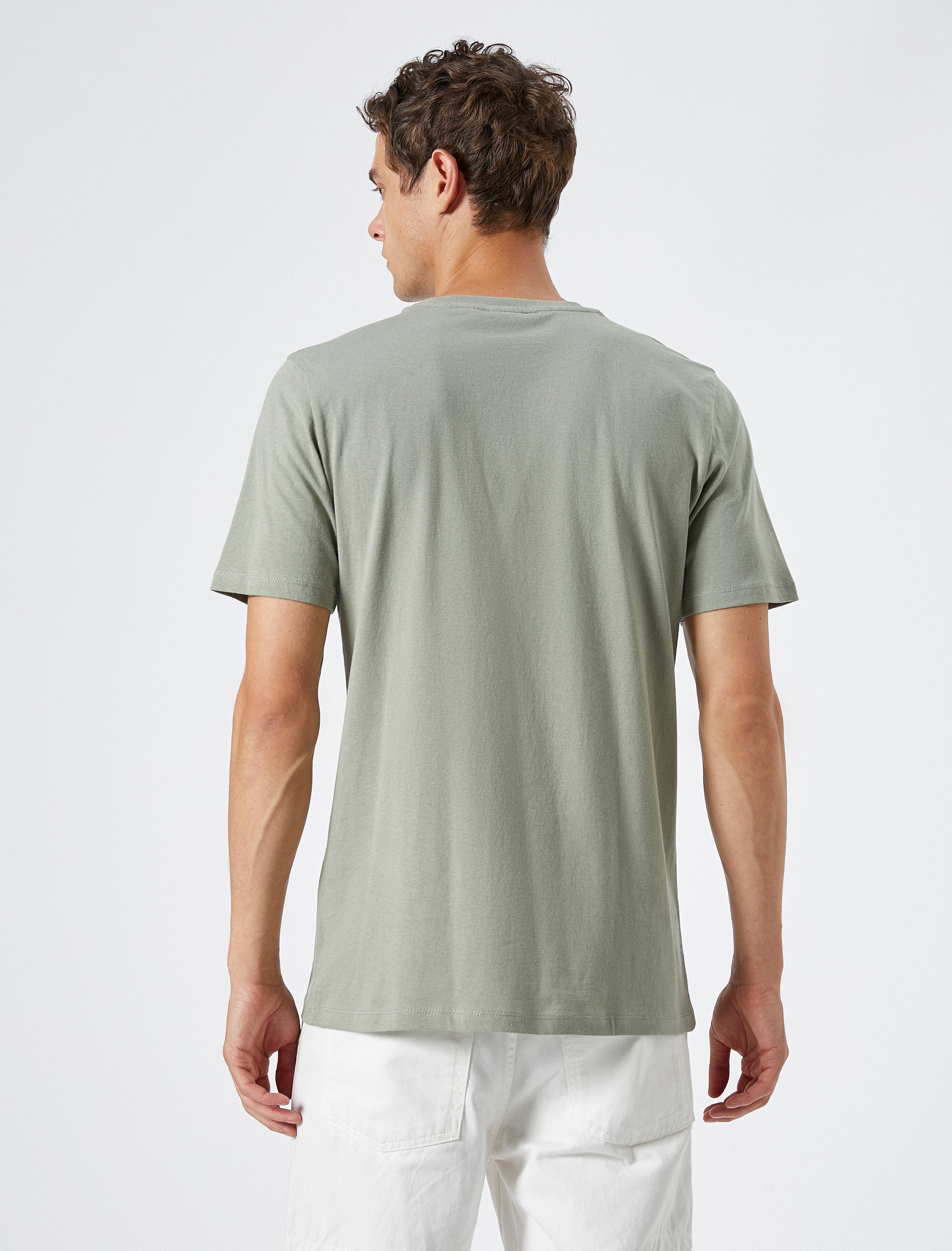   Baskılı Tişört Bisiklet Yaka Kısa Kollu Pamuklu