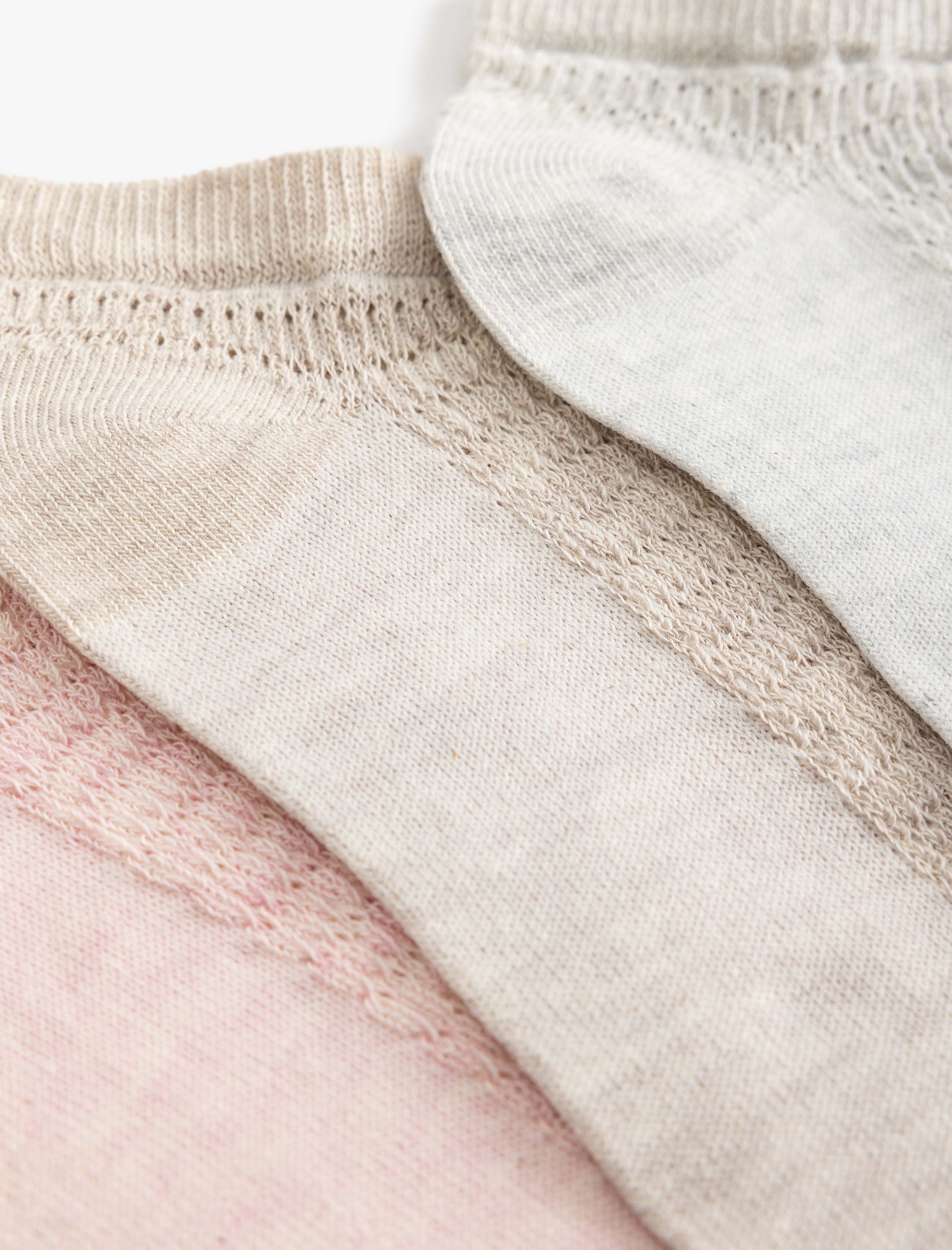  Kadın 3'lü Patik Çorap Seti Çok Renkli Dokulu