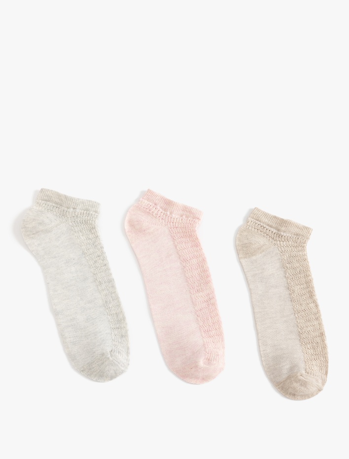 Kadın 3'lü Patik Çorap Seti Çok Renkli Dokulu