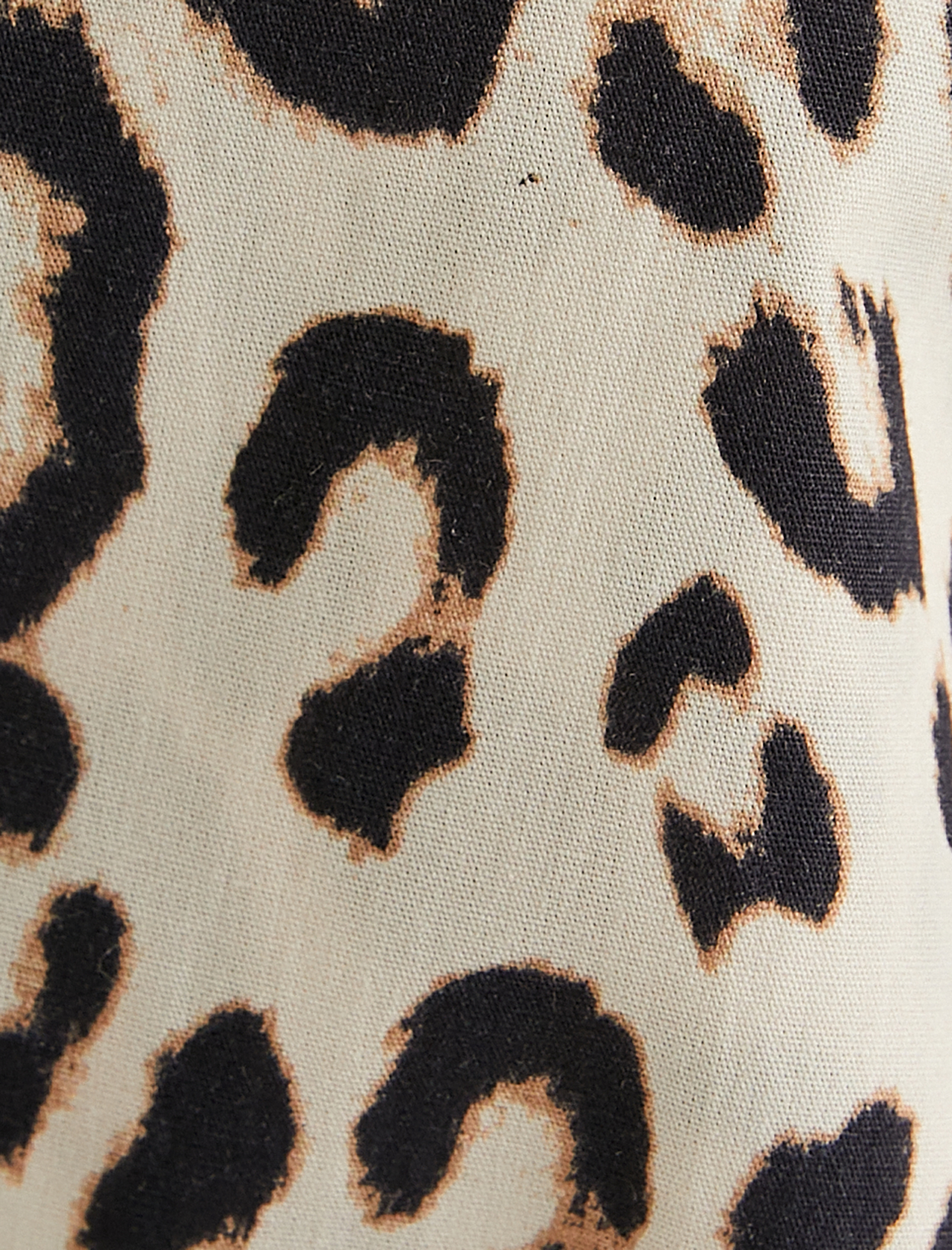   Leopar Desenli Crop Gömlek Kolsuz Pamuklu