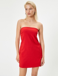 Straplez Mini Elbise Astarlı