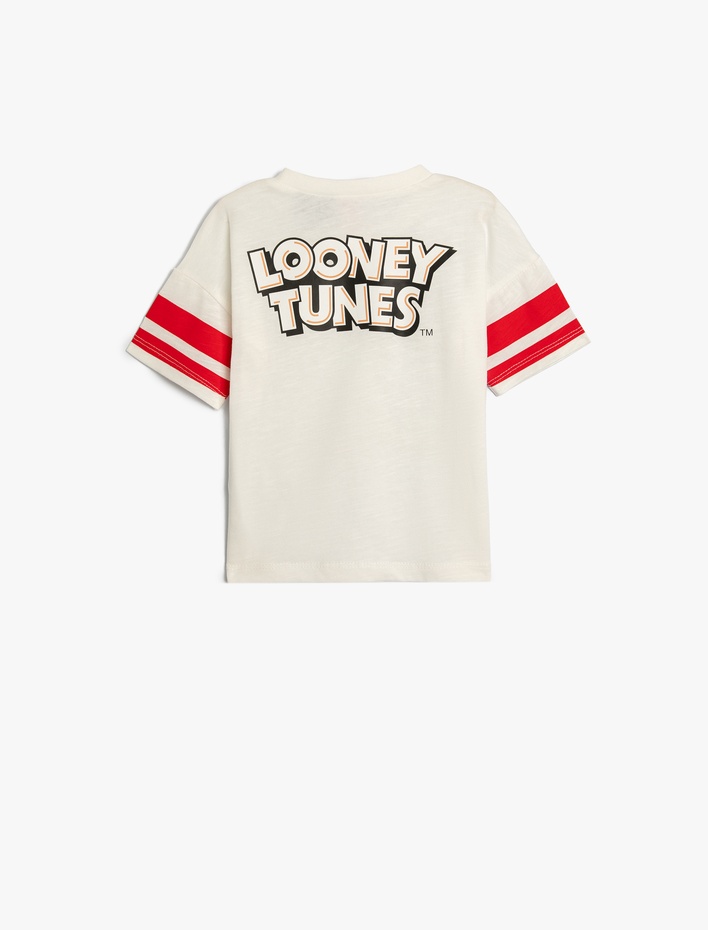 Erkek Bebek Tişört Tazmanya Canavarı Baskılı Lisanslı Kısa Kollu Bisiklet Yaka