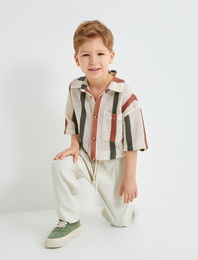 Polo Yaka Tişört Ajurlu Kısa Kollu Pamuklu