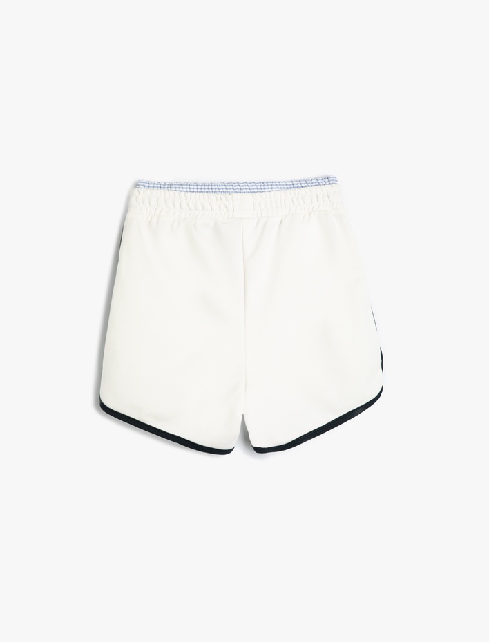 Kız Çocuk Spor Şort Çift Bel Detaylı Biyeli Beli Lastikli Pamuklu