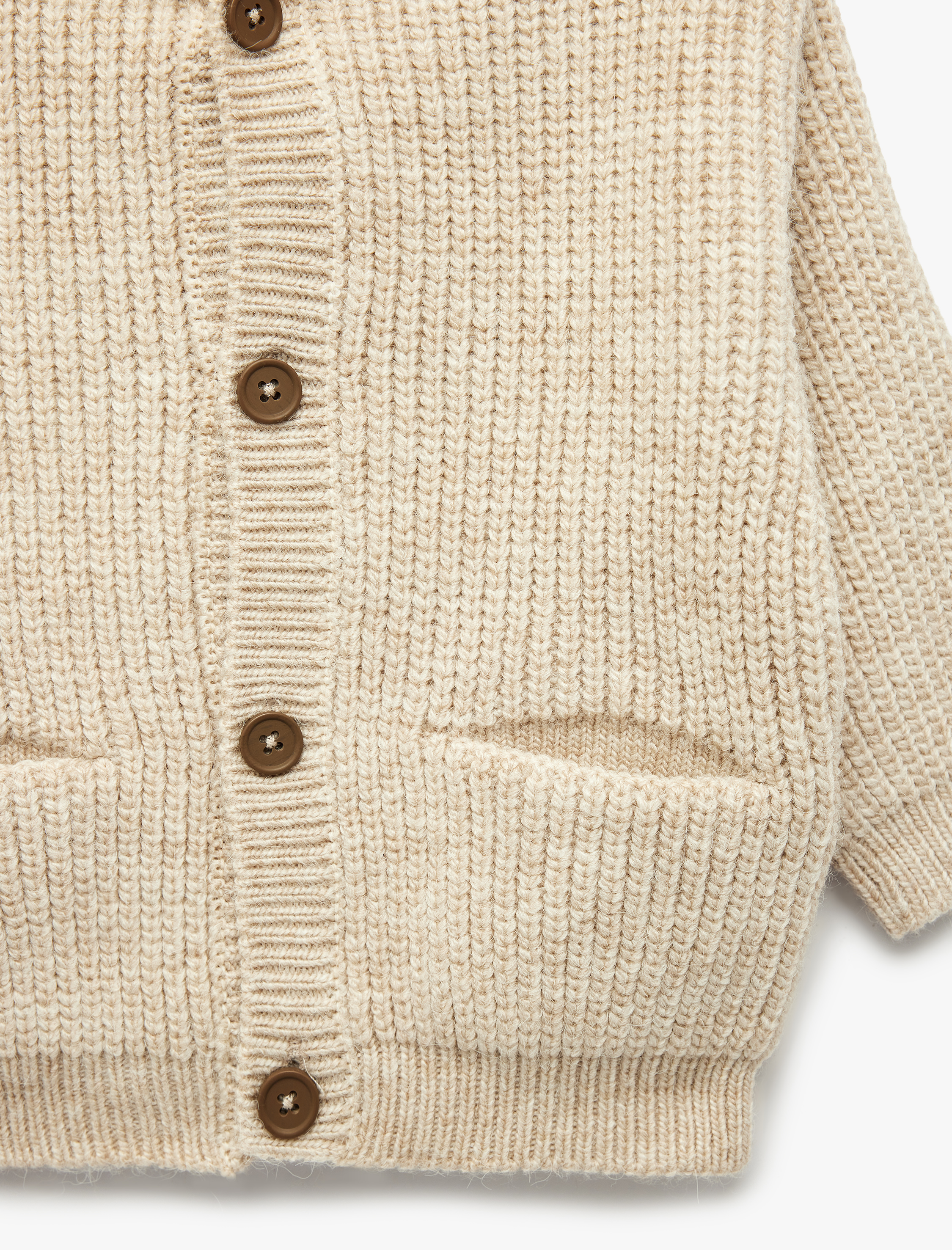  Erkek Bebek Kapşonlu Örgü Hırka Düğme Kapamalı Cep Detaylı