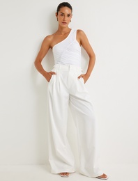 Asimetrik Tek Omuz Bluz Drape Detaylı Skinny