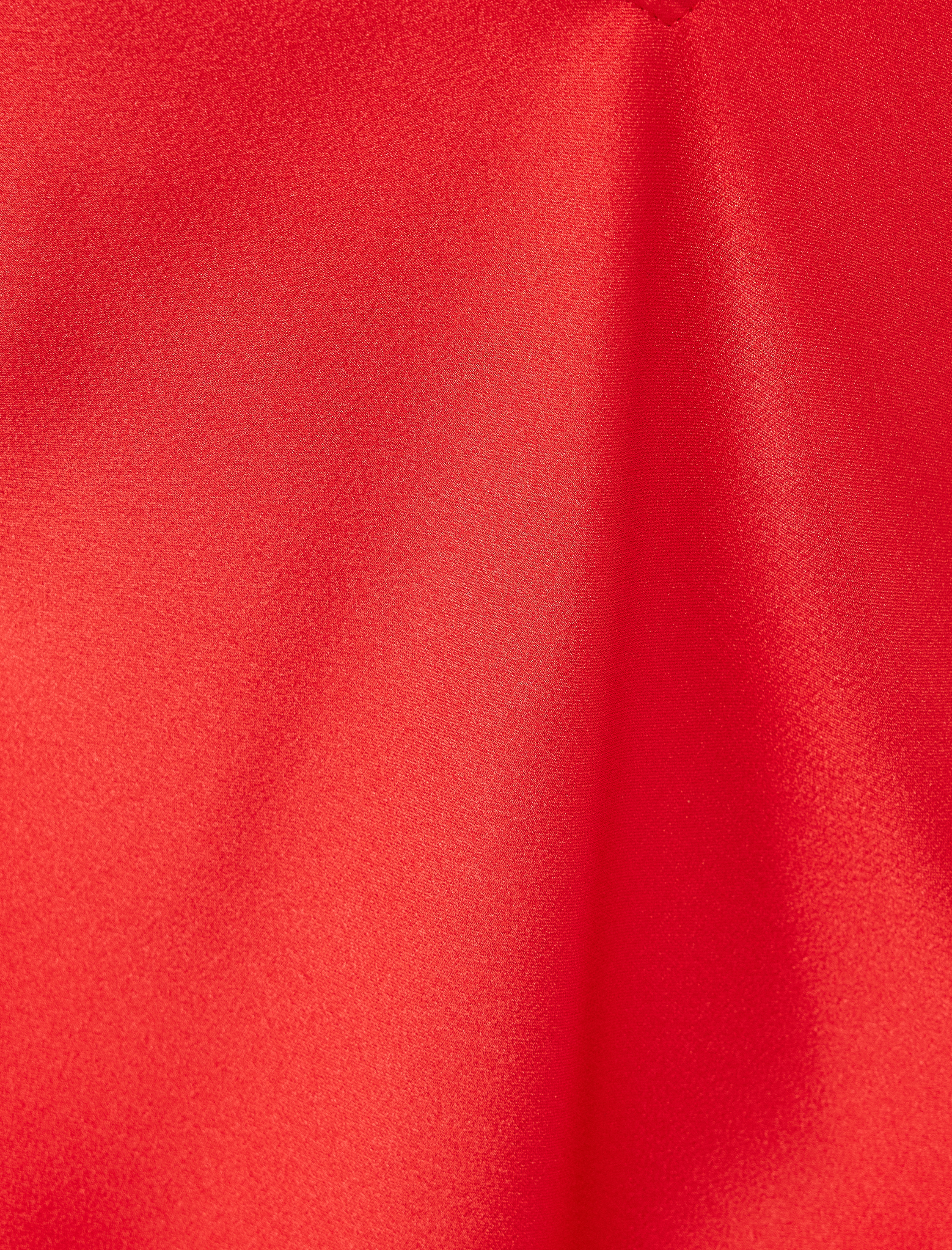   Saten Abiye Elbise Uzun V Yaka Kolsuz