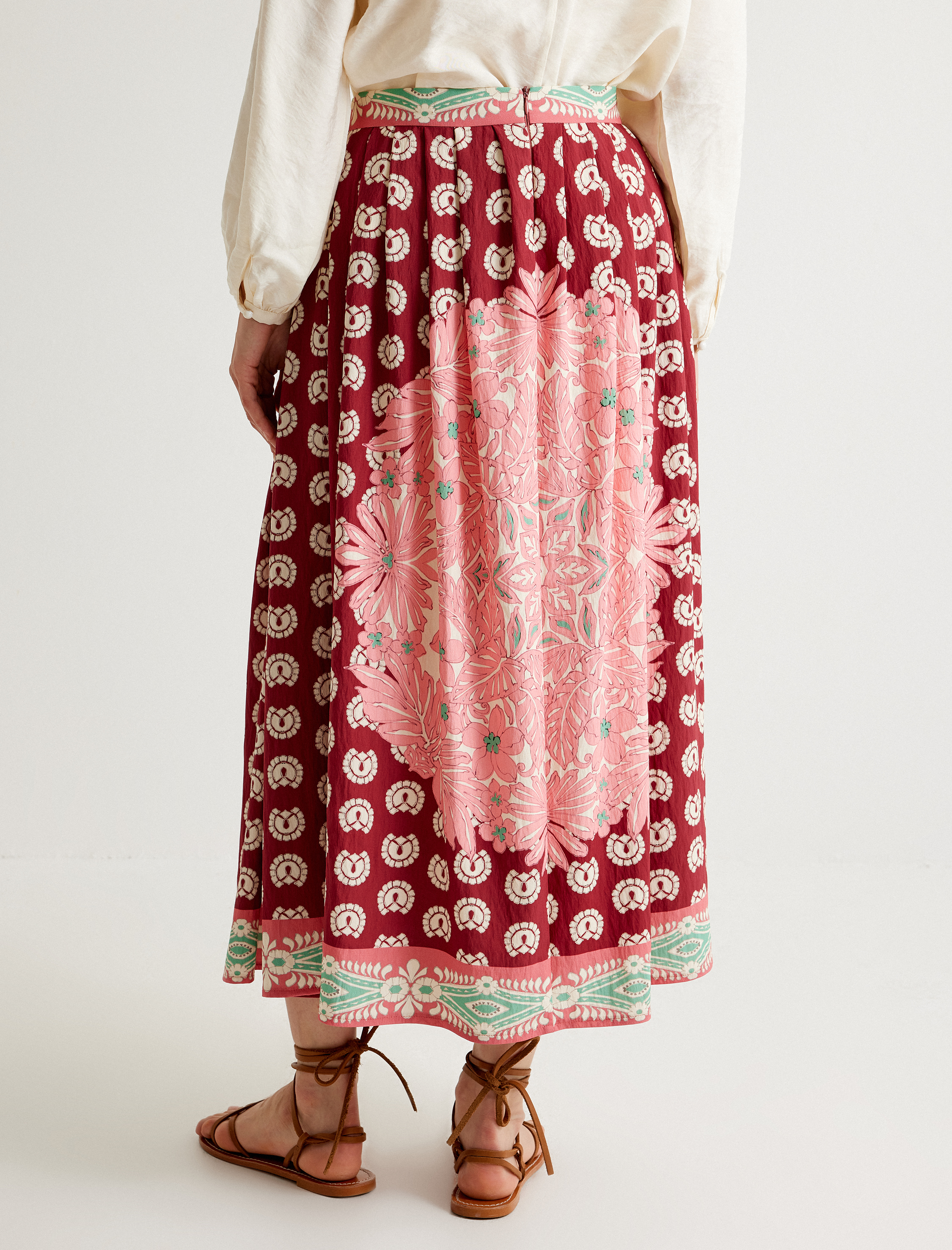   Koton X Melis Ağazat - Uzun Çan Etek Etnik Desenli Viskon Kumaş