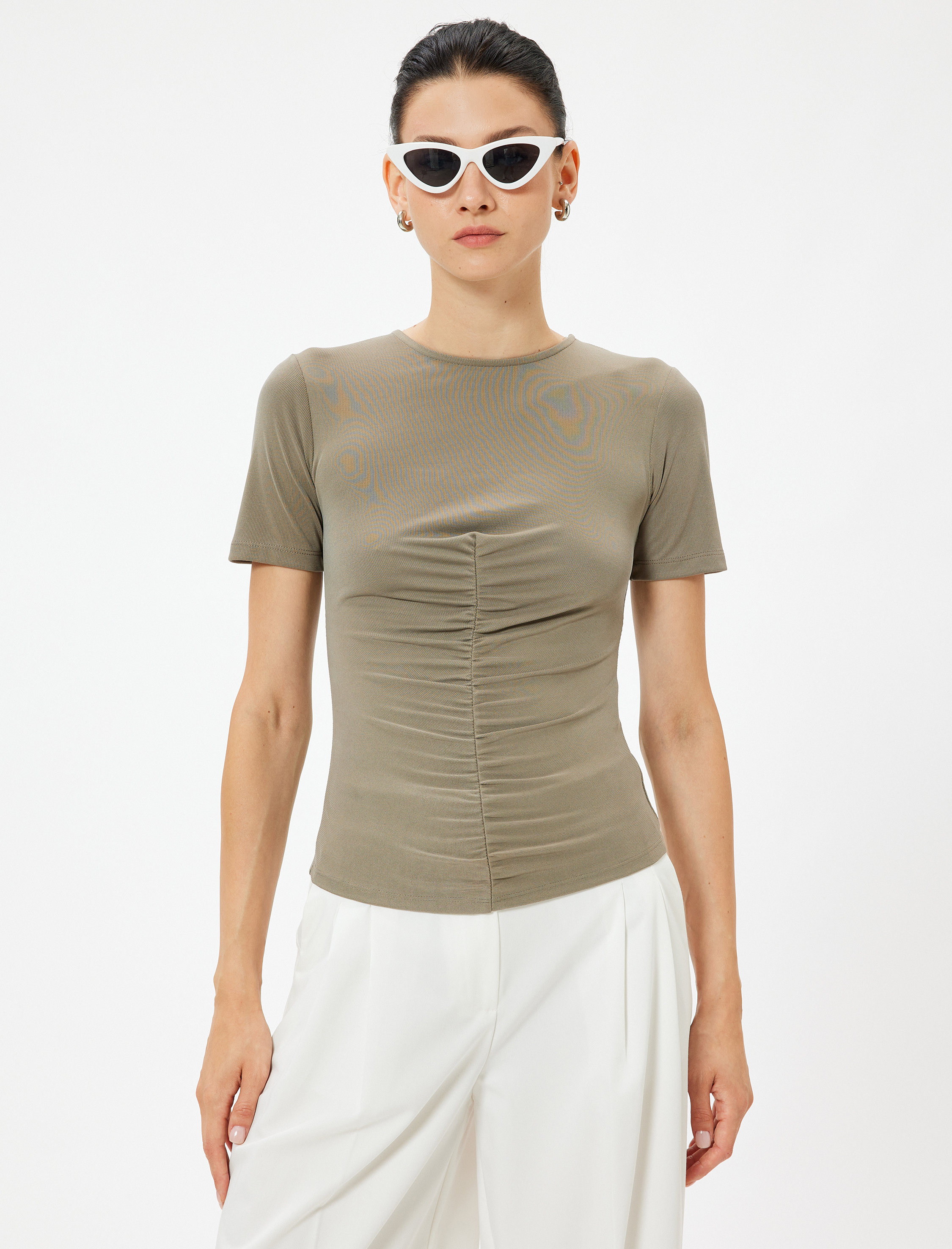   Drapeli Body Kısa Kollu Bisiklet Yaka