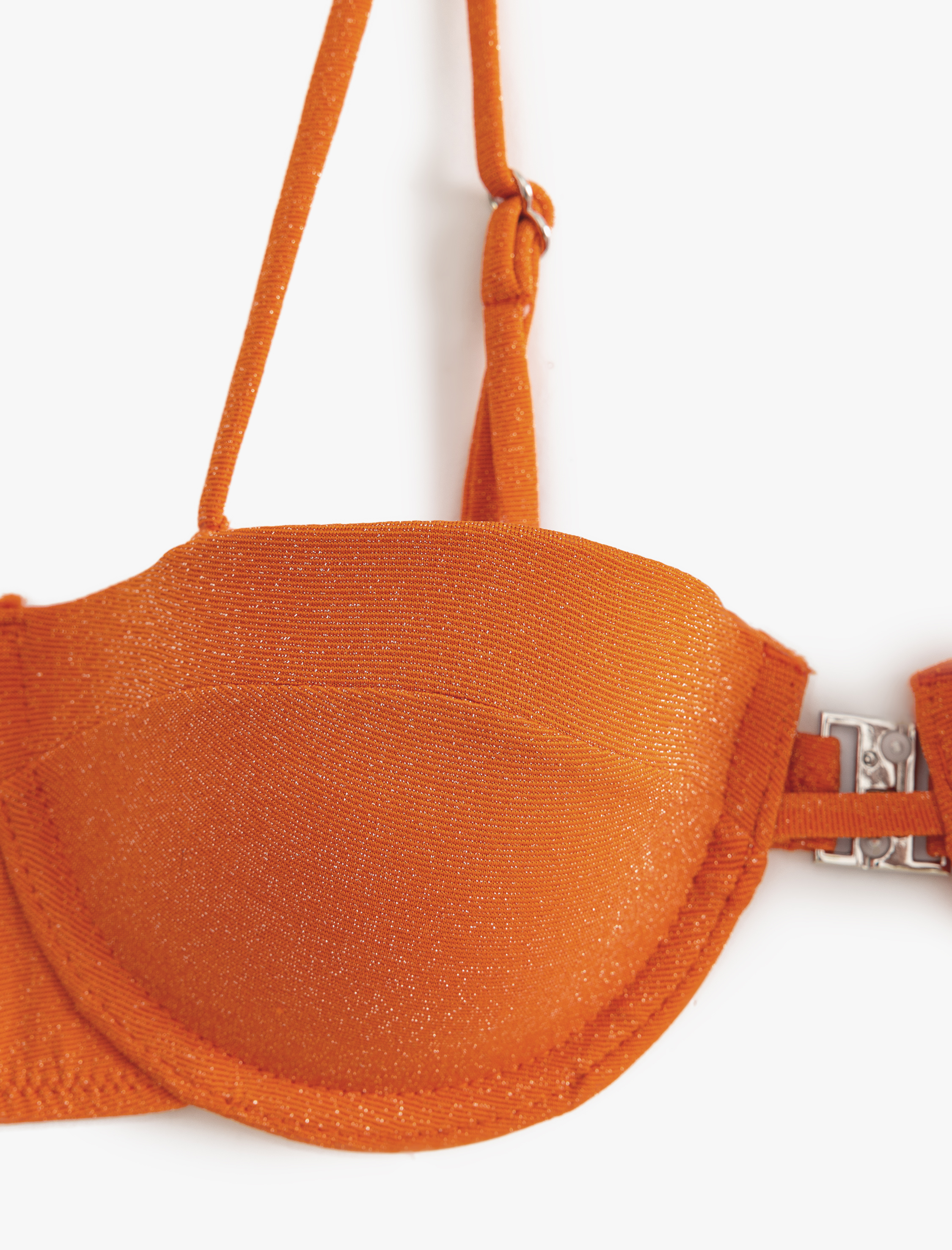   Balenli Straplez Bikini Üstü Simli Dokulu Çıkarılabilir Askılı