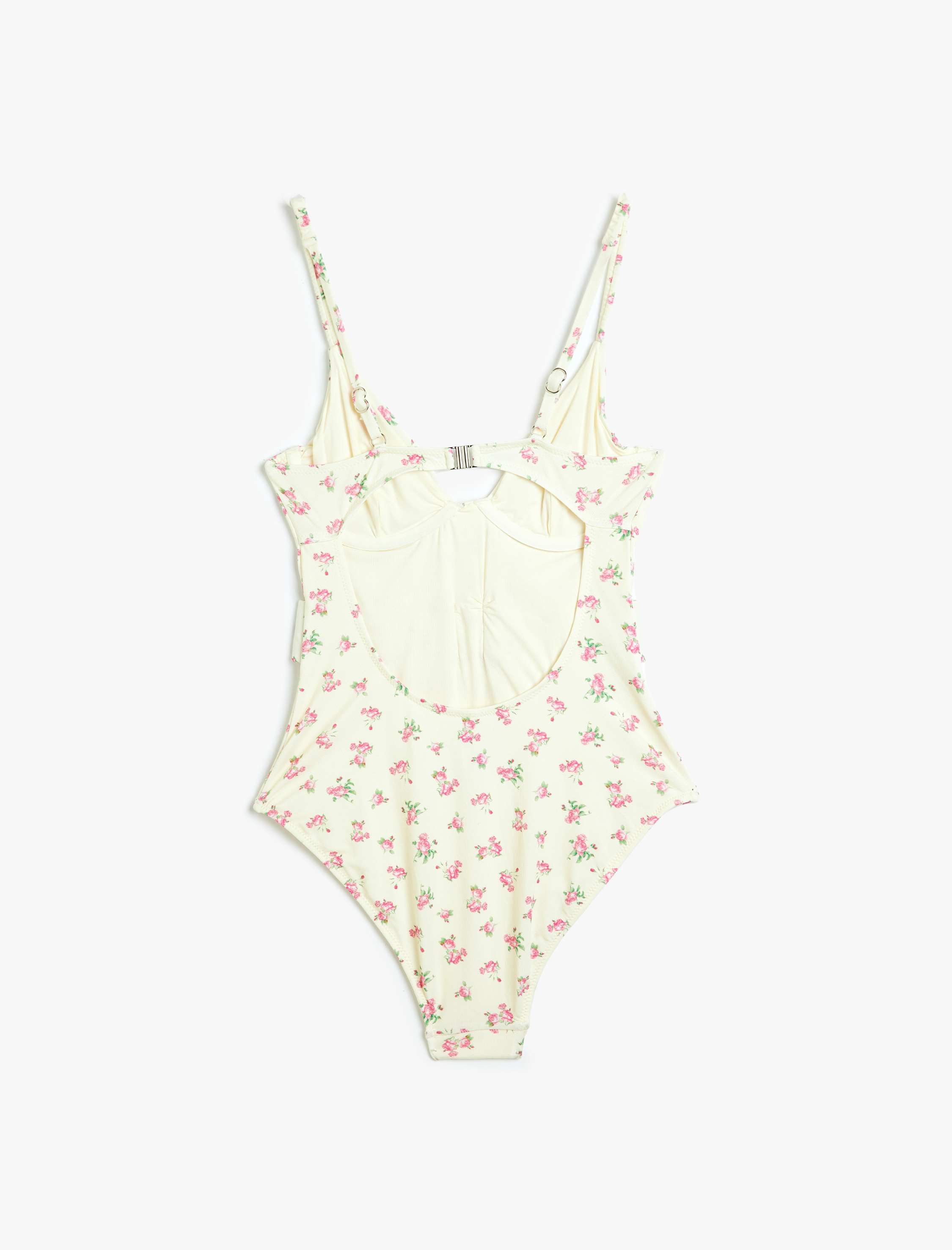   Çiçekli Mayo Kemer Detaylı V Yaka