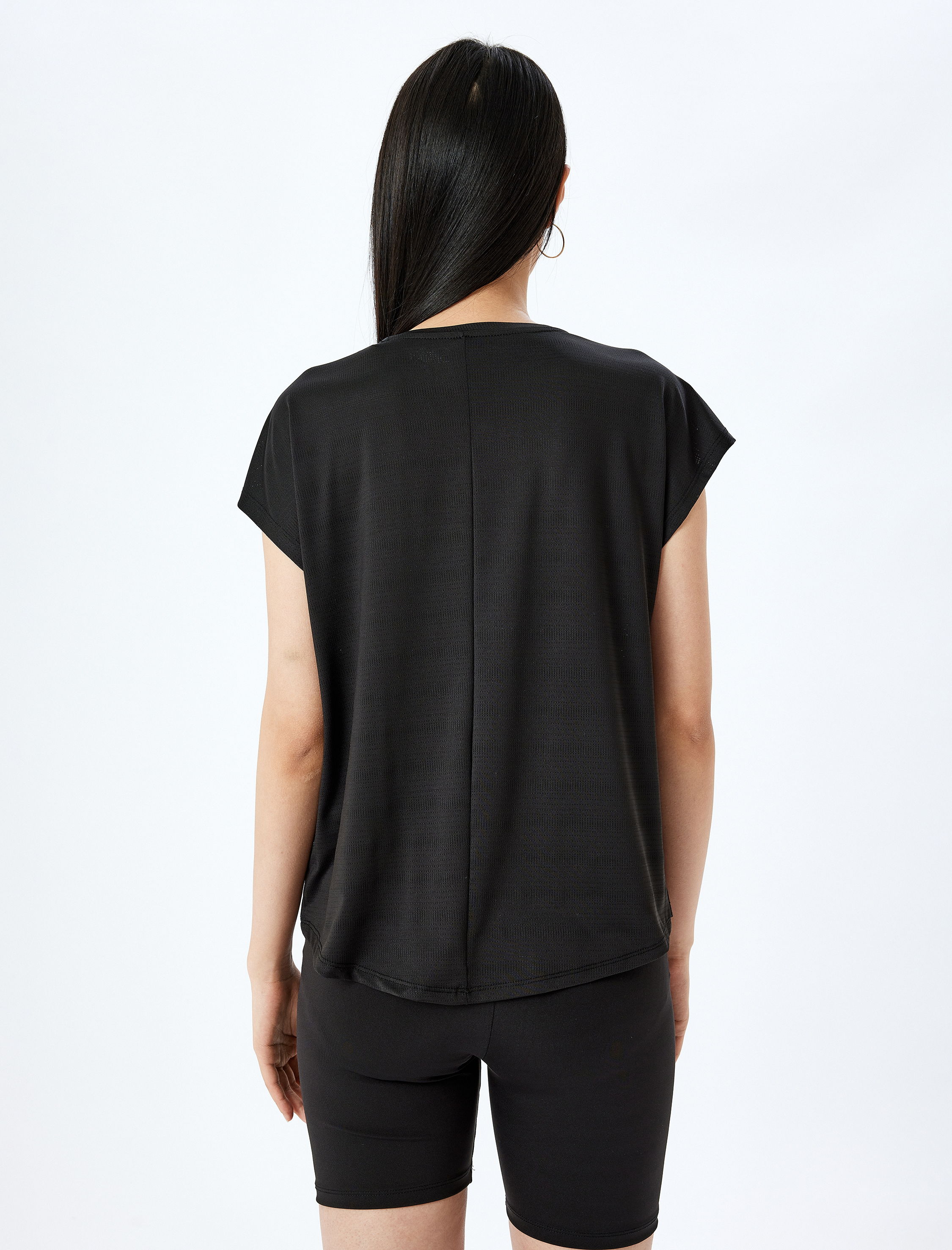   Bisiklet Yaka Kısa Kollu Oversize Spor Tişört