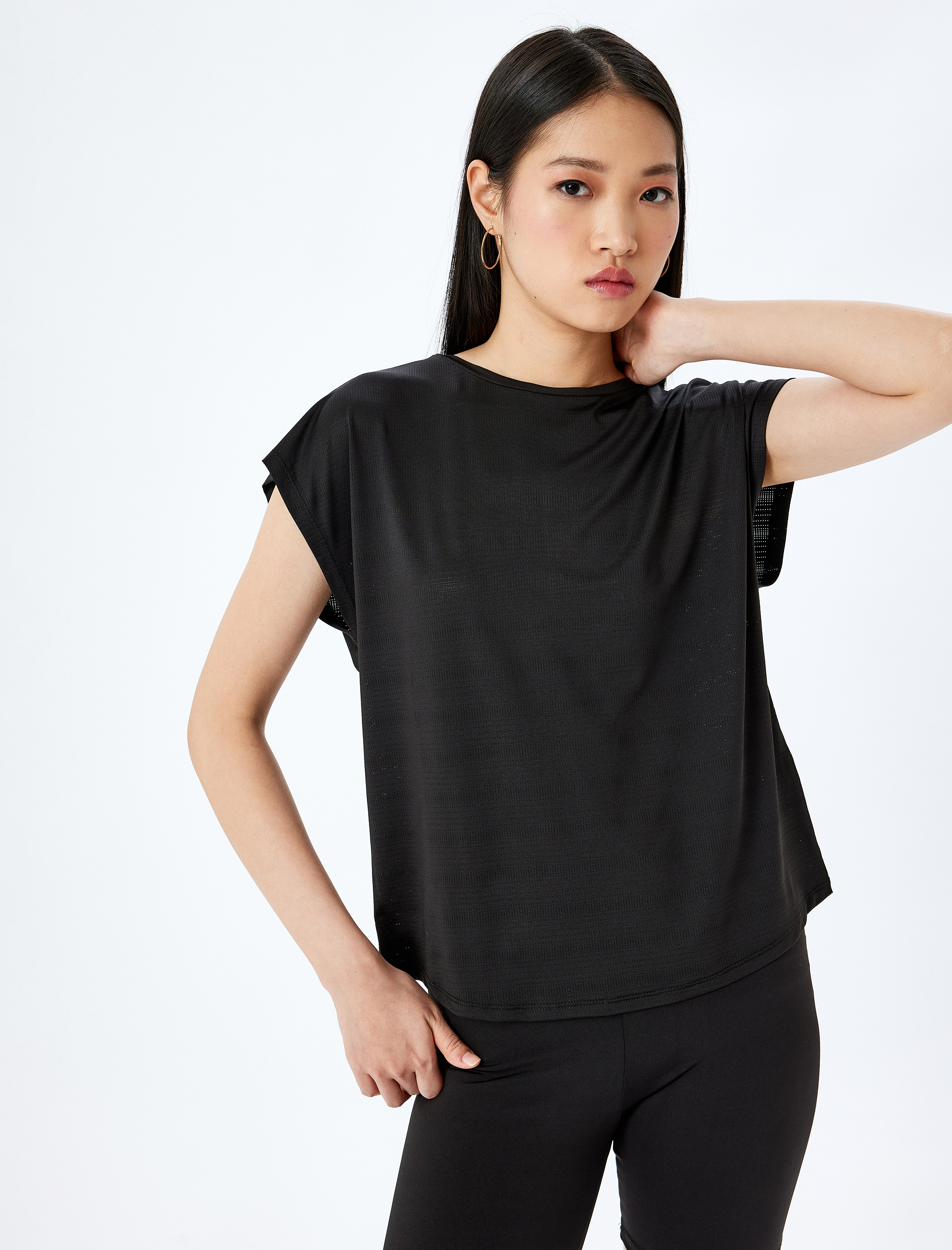   Bisiklet Yaka Kısa Kollu Oversize Spor Tişört