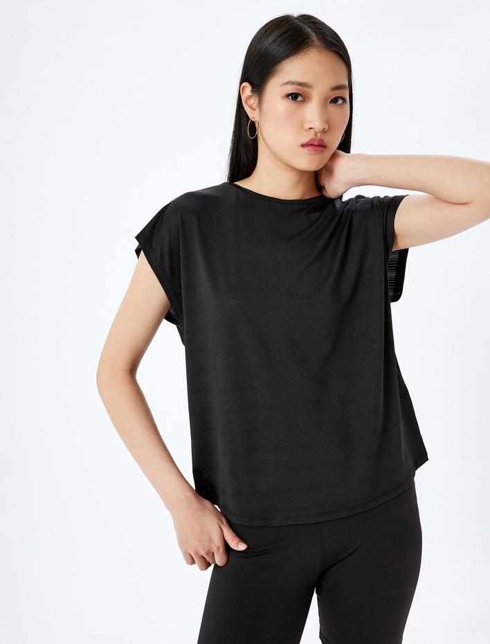  Bisiklet Yaka Kısa Kollu Oversize Spor Tişört