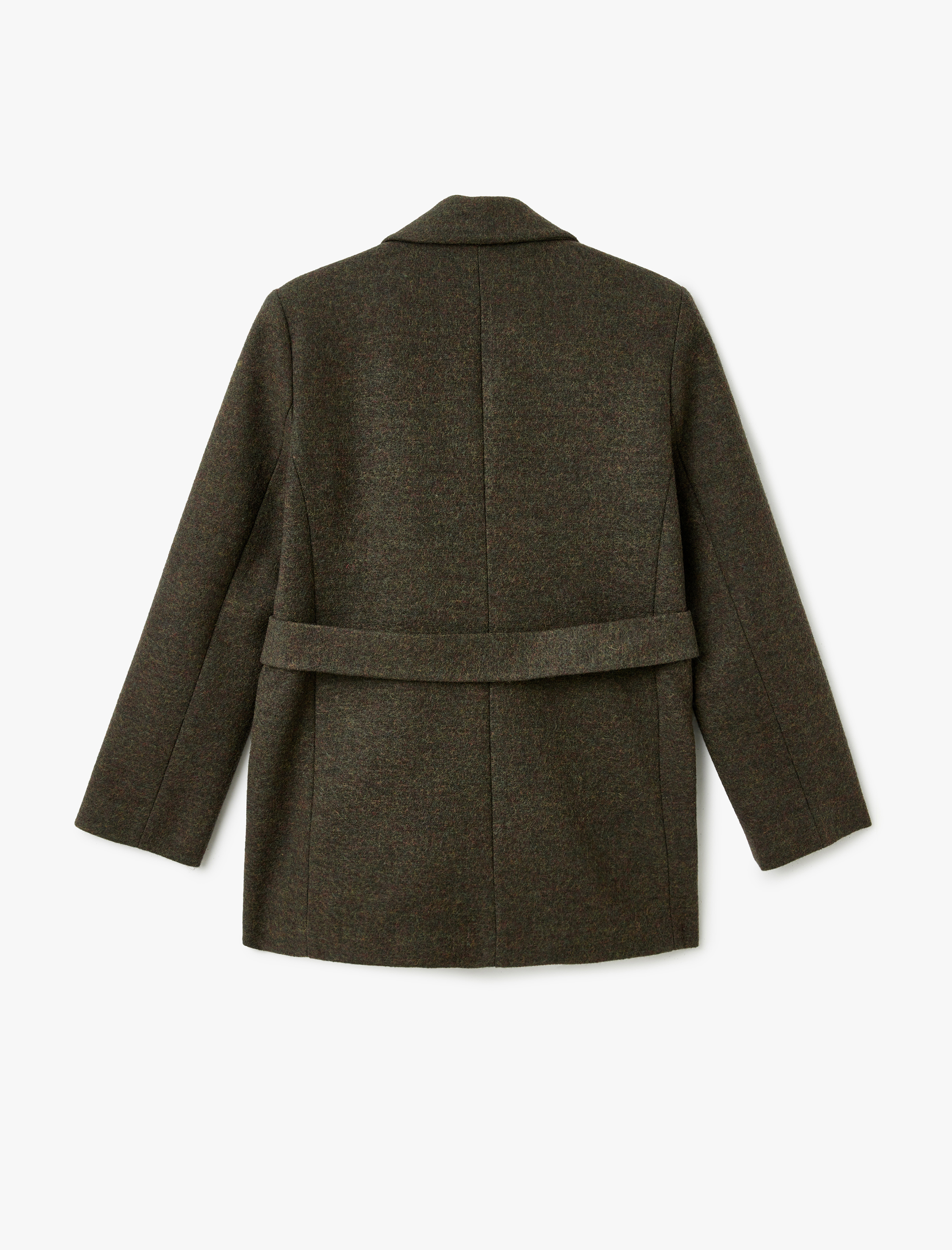   Kemer Detaylı Kruvaze Kısa Kaşe Kaban