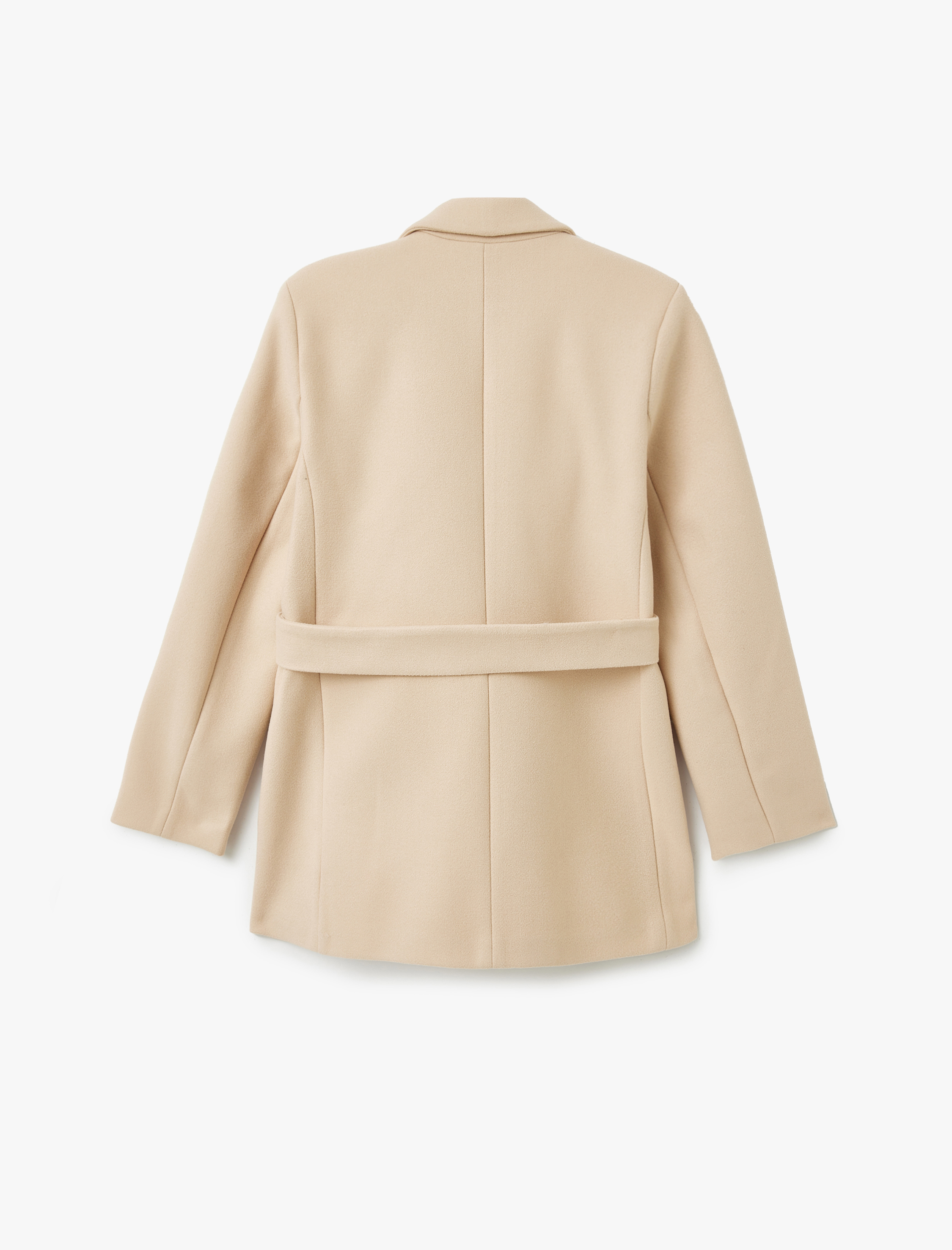   Kemer Detaylı Kruvaze Kısa Kaşe Kaban