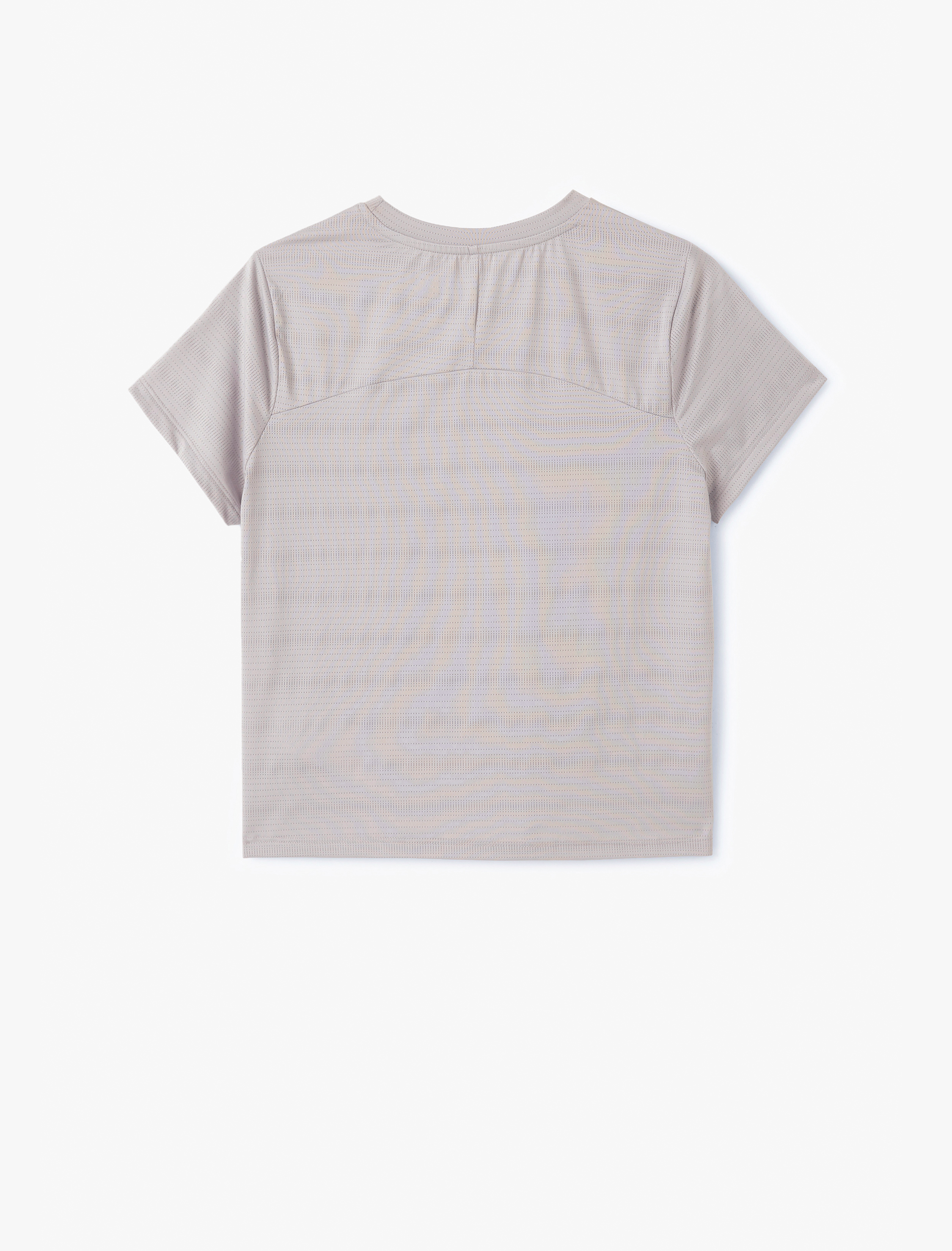   Dikiş Detaylı Bisiklet Yaka Kısa Kollu Spor Tişört