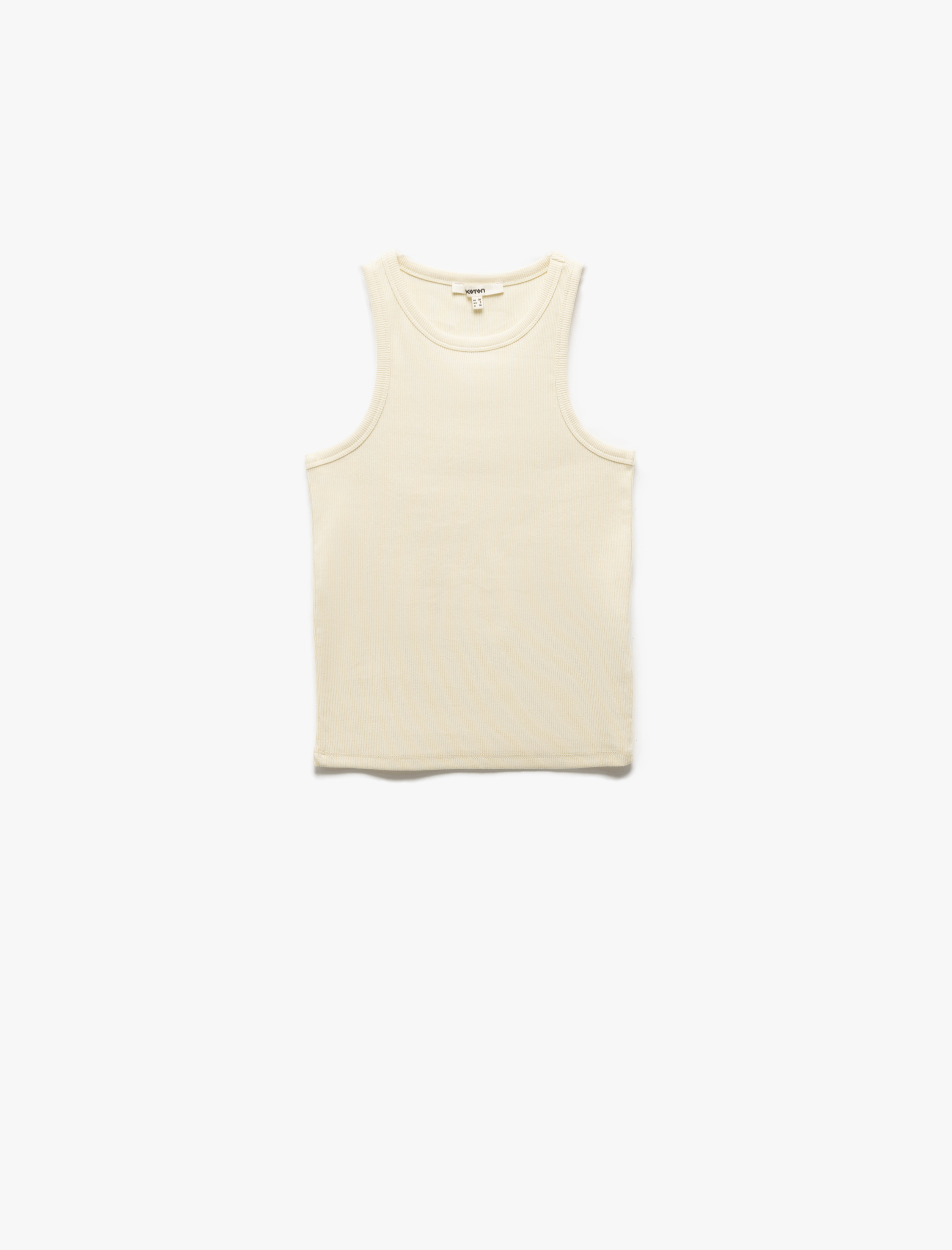   Pamuklu Kolsuz Halter Yaka Basic Fitilli Atlet