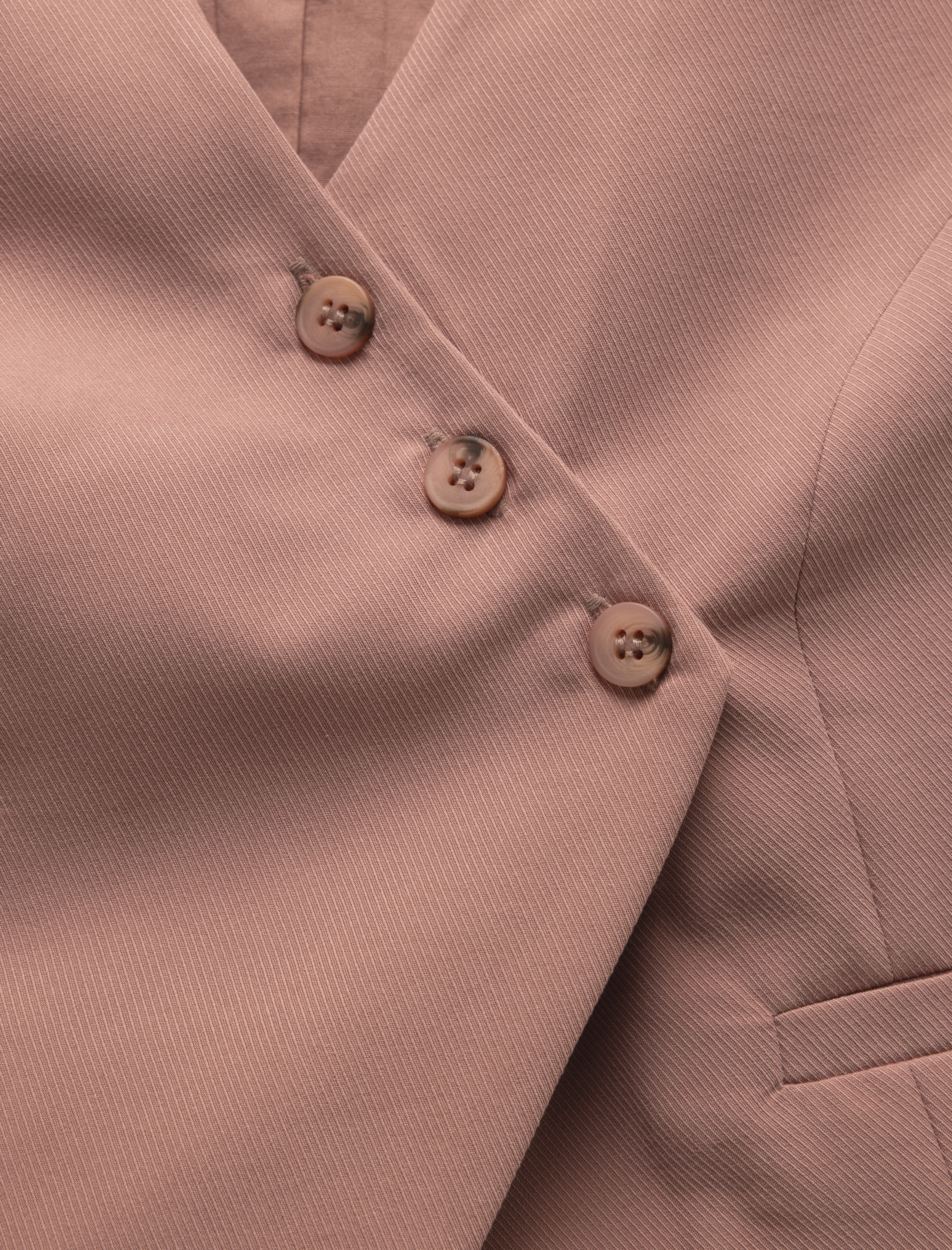   Kolsuz Düğmeli Asimetrik Kruvaze Modal Yelek