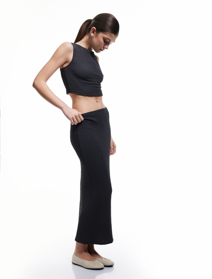  Standart Bel Slim Fit Dokulu Midi Boy Kalem Etek