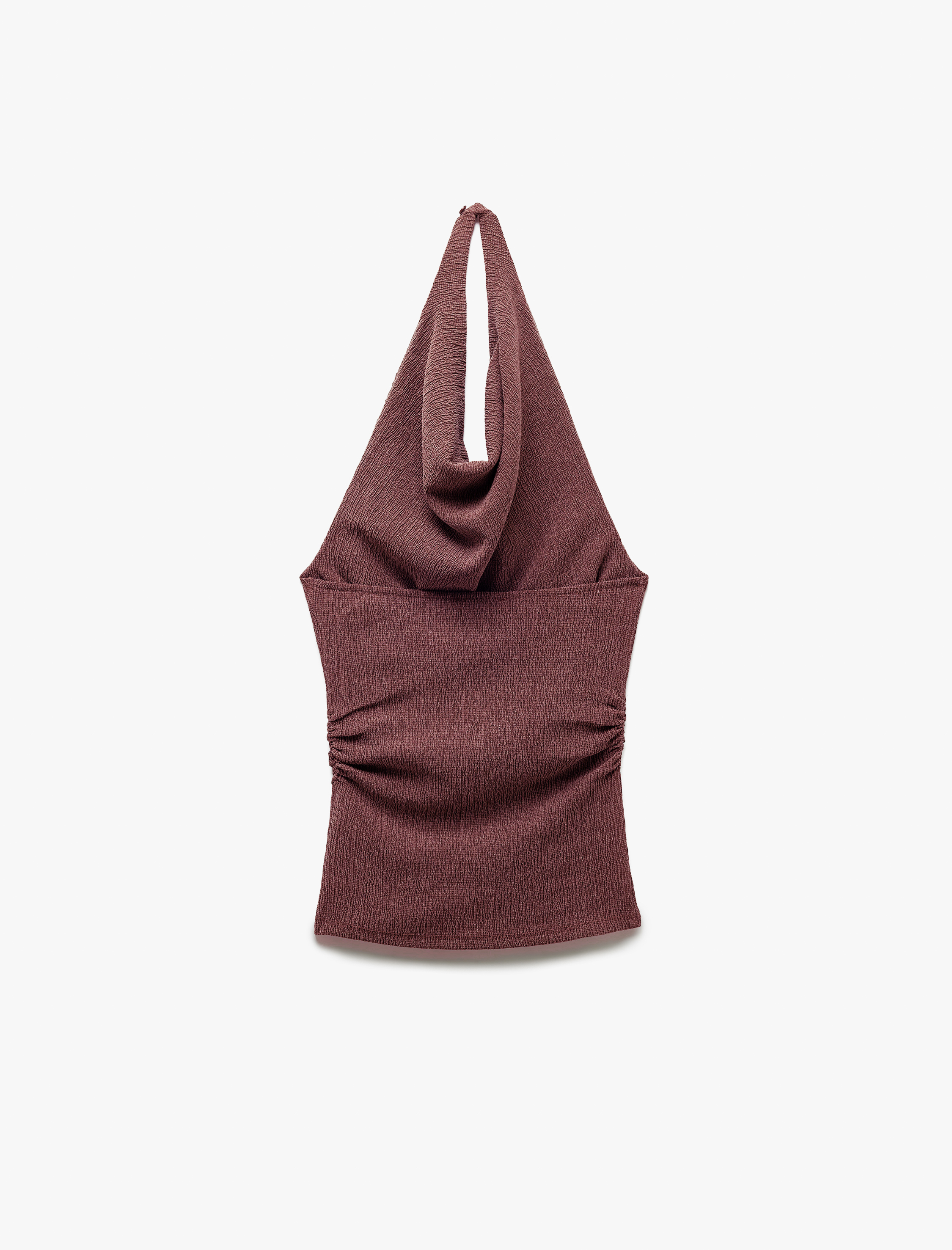   Kolsuz Dokulu Halter Yaka Bluz