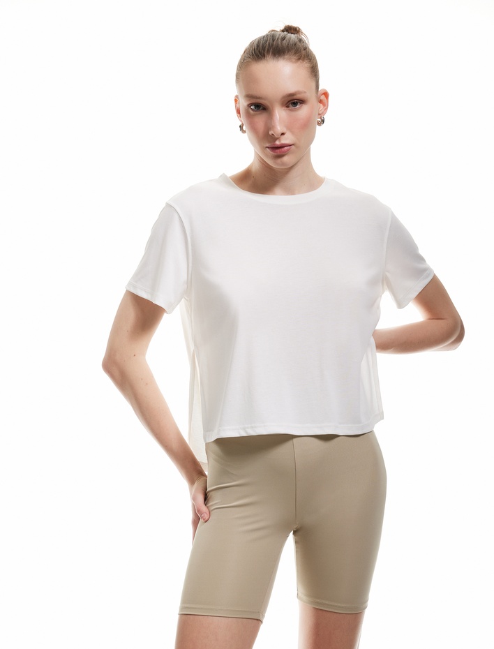  Modal Karışım Kısa Kollu Bisiklet Yaka Basic Spor Tişört