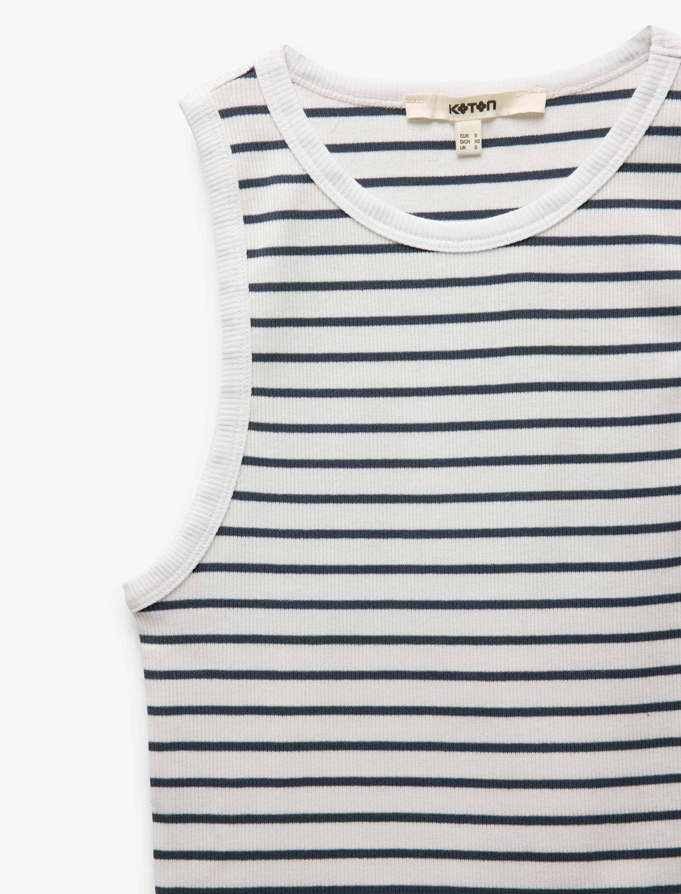   Pamuklu Kolsuz Bisiklet Yaka Fitilli Crop Atlet