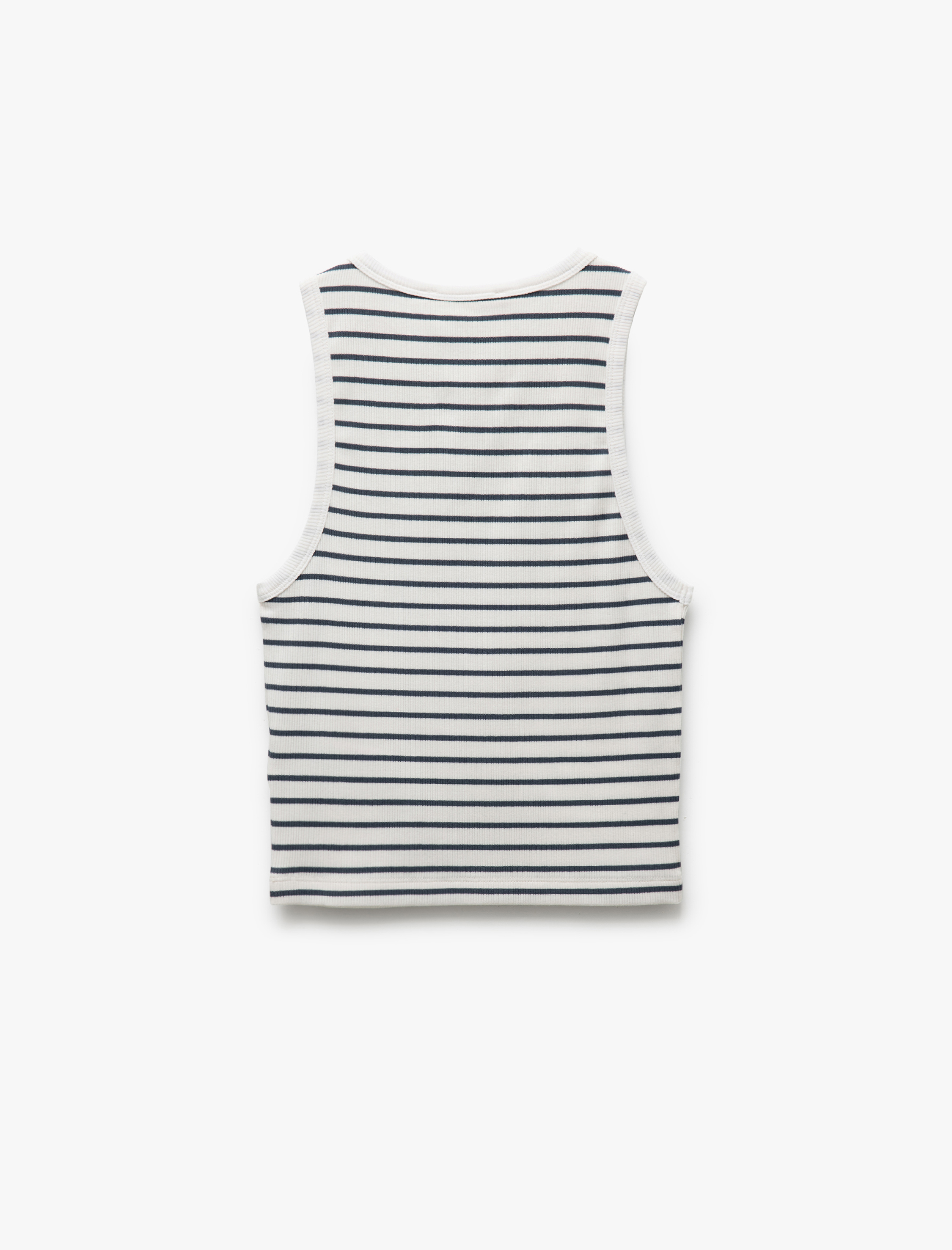   Pamuklu Kolsuz Bisiklet Yaka Fitilli Crop Atlet