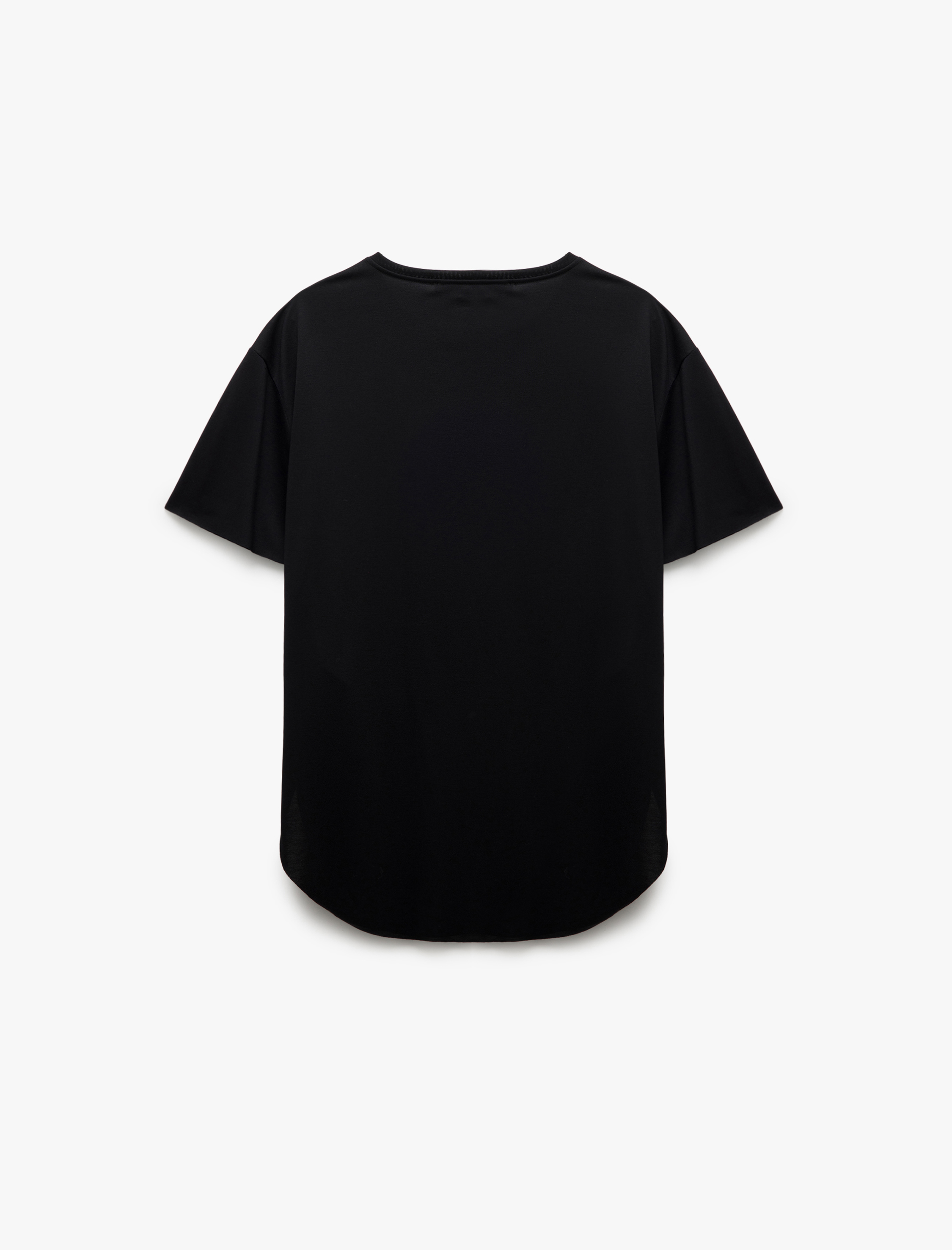   Modal Kumaş Bisiklet Yaka Kısa Kollu Baskılı Spor Tişört