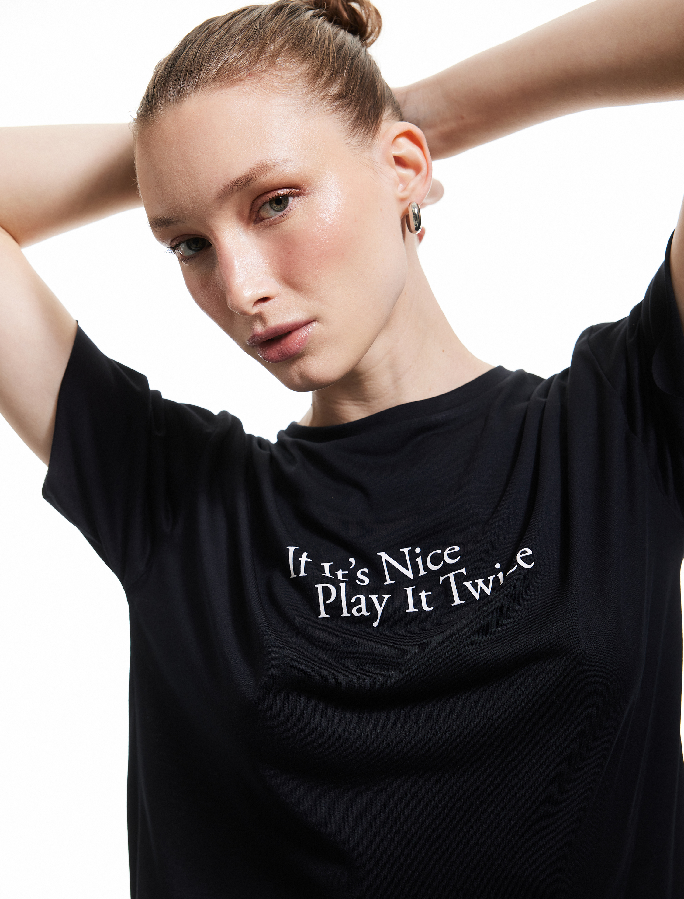   Modal Kumaş Bisiklet Yaka Kısa Kollu Baskılı Spor Tişört