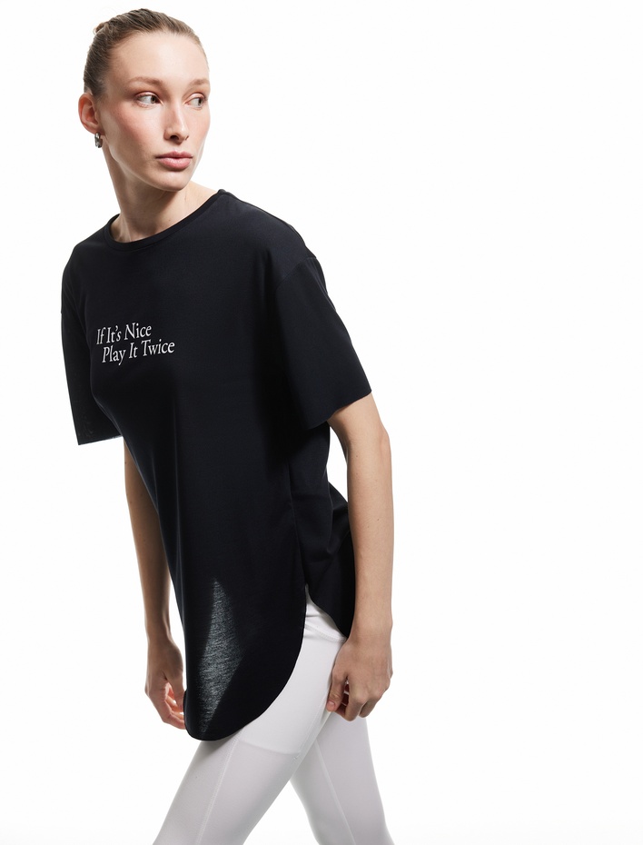  Modal Kumaş Bisiklet Yaka Kısa Kollu Baskılı Spor Tişört