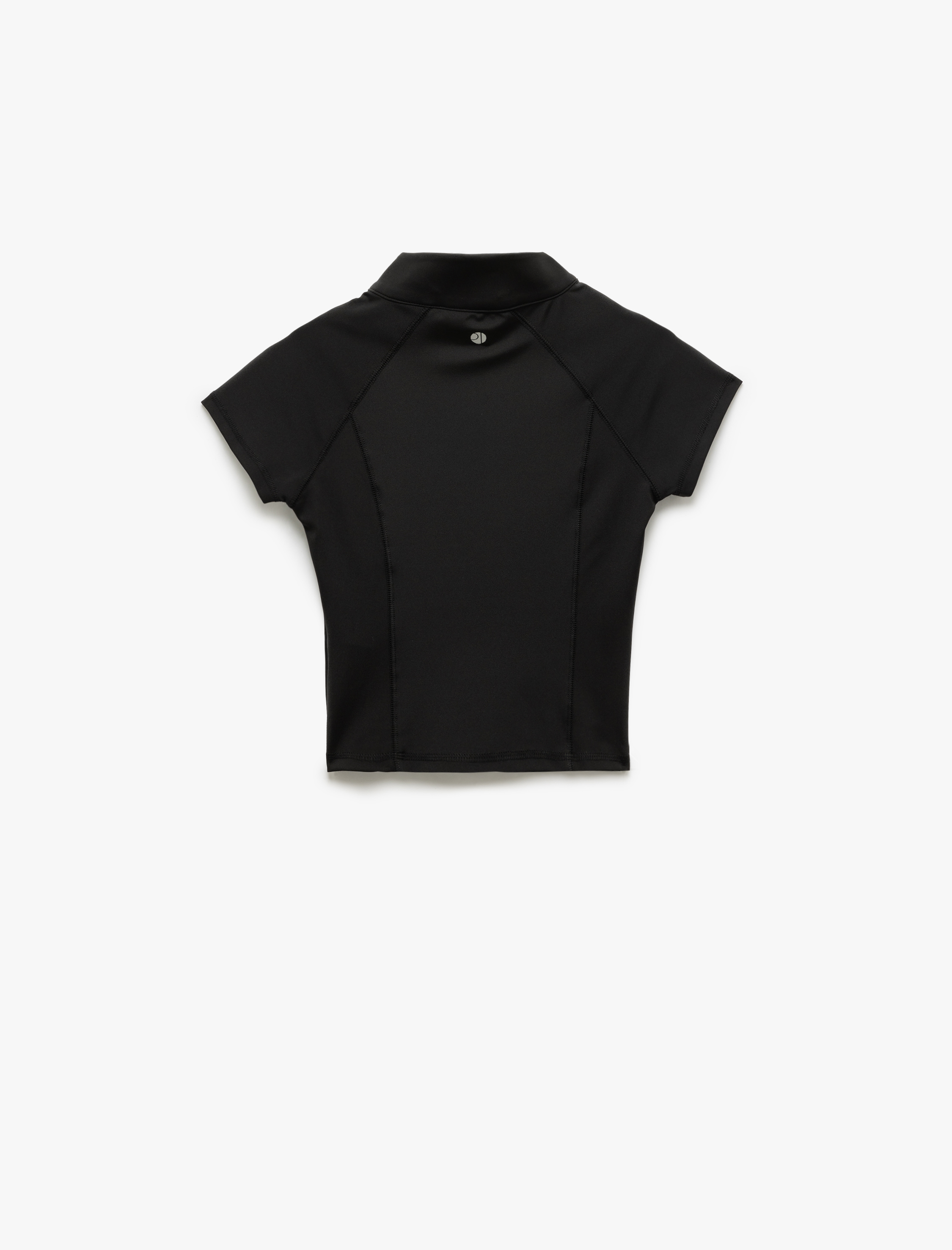   Slim Fit Fermuarlı Dik Yaka Kısa Kollu Spor Tişört