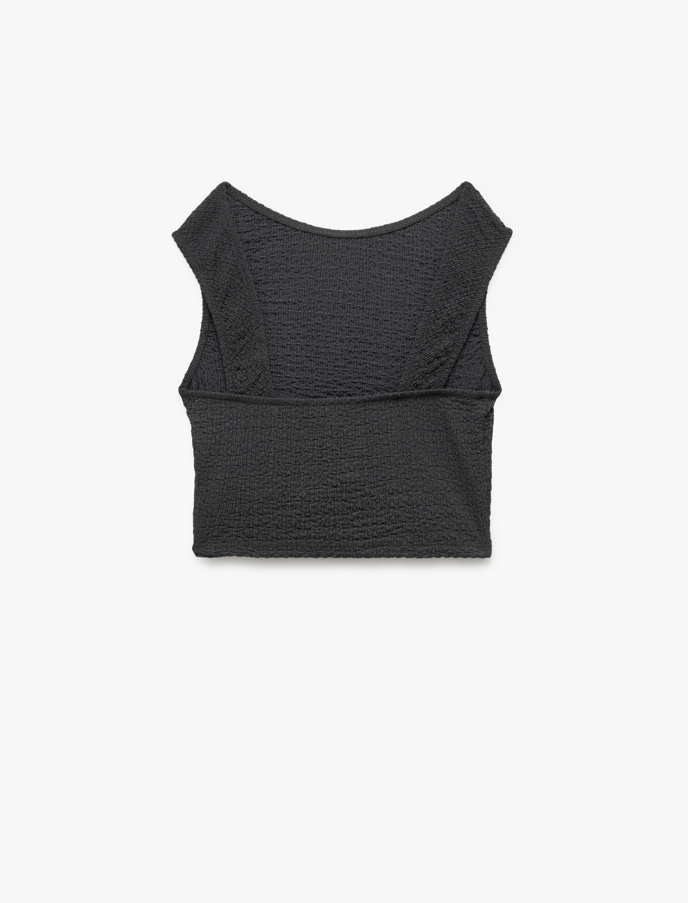   Dokulu Slim Fit Arkası Dekolte Detaylı Crop Kolsuz Atlet