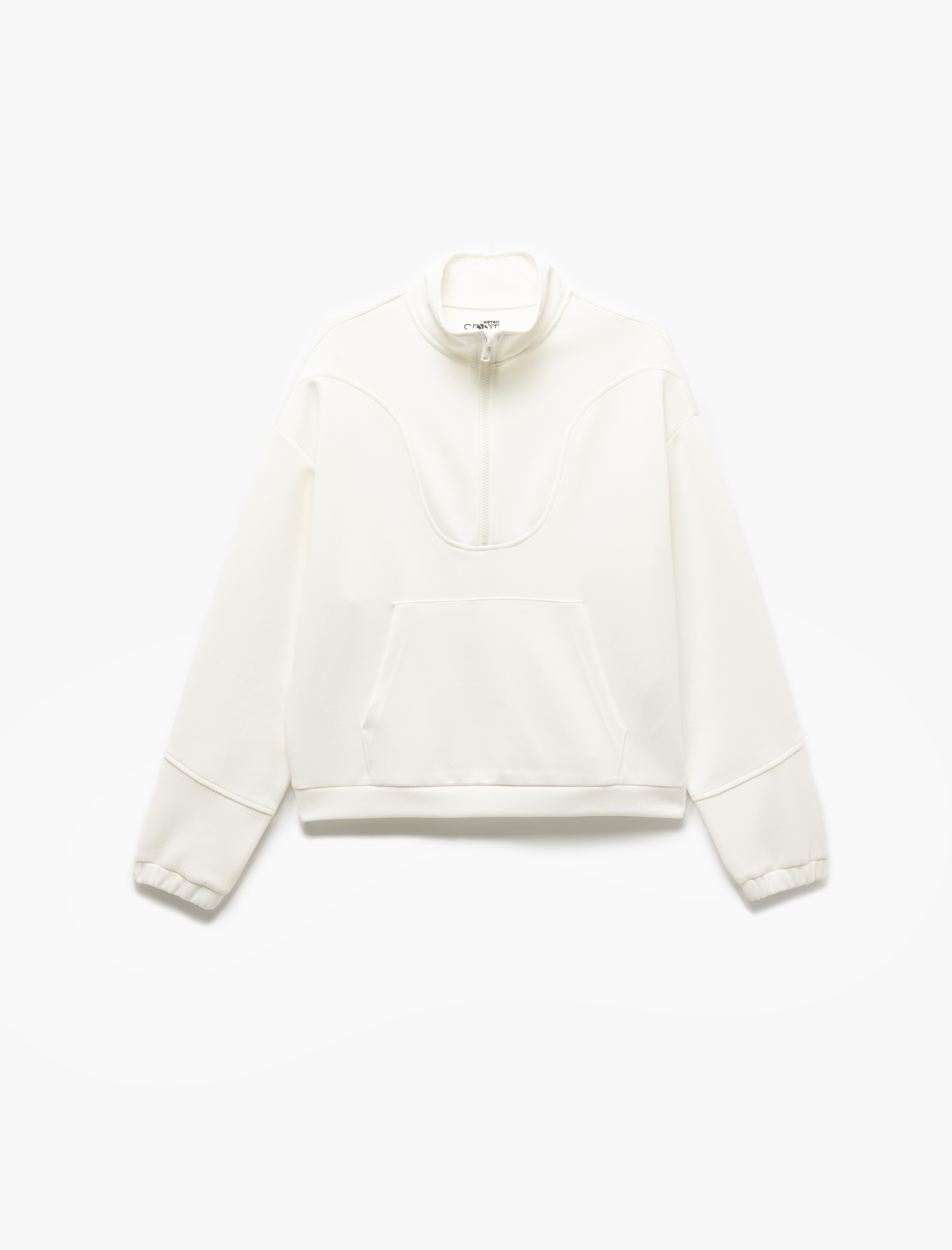   Yarım Fermuarlı Cep Detaylı Modal Karışımlı Spor Sweatshirt