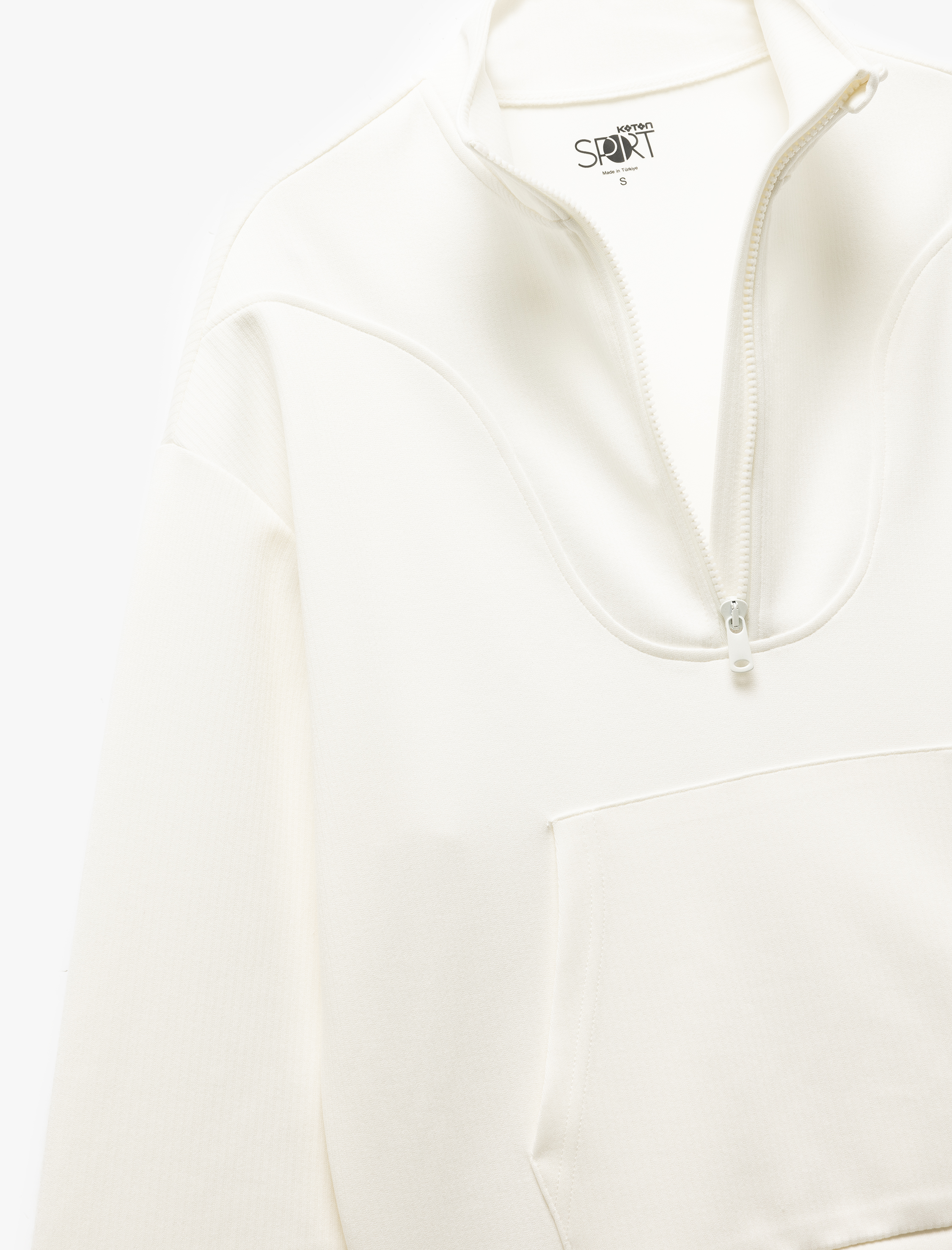   Yarım Fermuarlı Cep Detaylı Modal Karışımlı Spor Sweatshirt