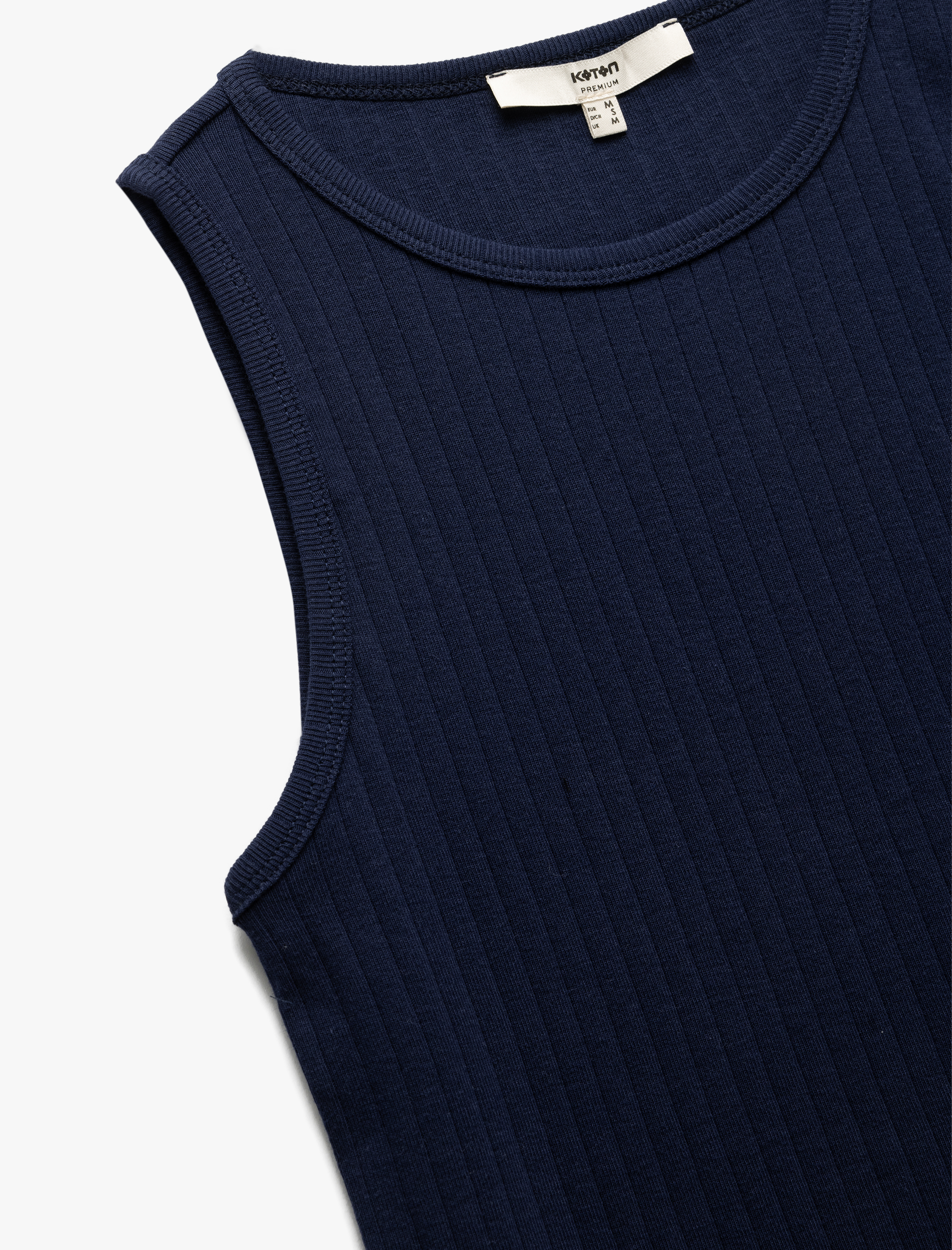   Slim Fit Kolsuz Bisiklet Yaka Pamuklu Ribanalı Atlet