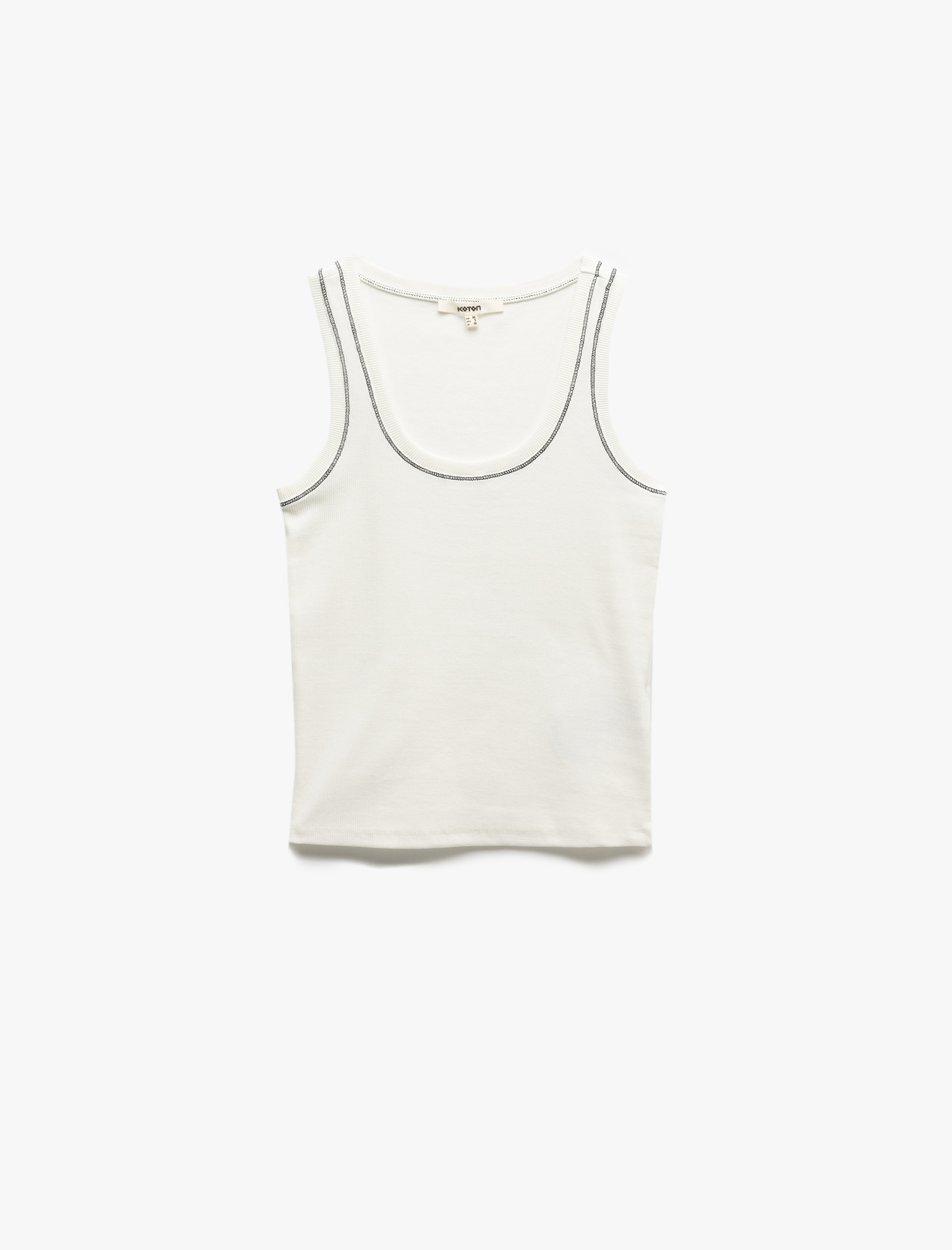   Dikiş Detaylı Pamuklu Kolsuz U Yaka Atlet