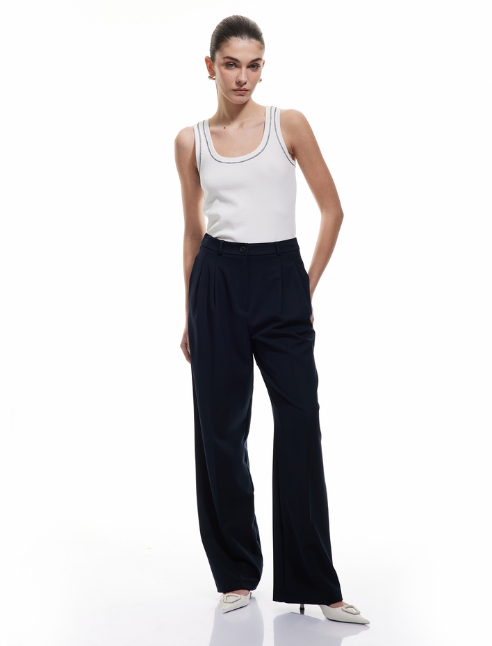  Dikiş Detaylı Pamuklu Kolsuz U Yaka Atlet