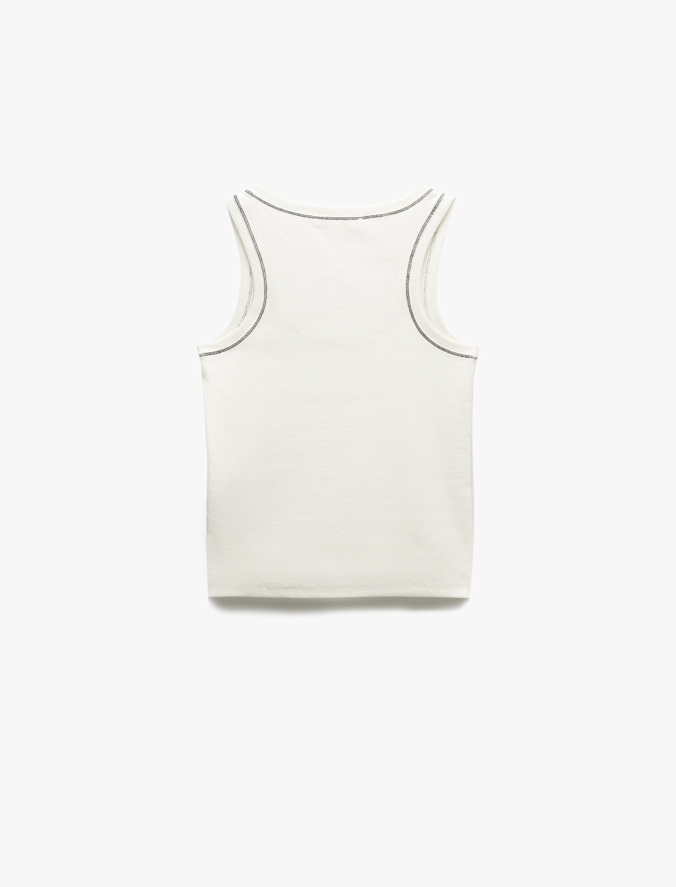   Dikiş Detaylı Pamuklu Kolsuz U Yaka Atlet