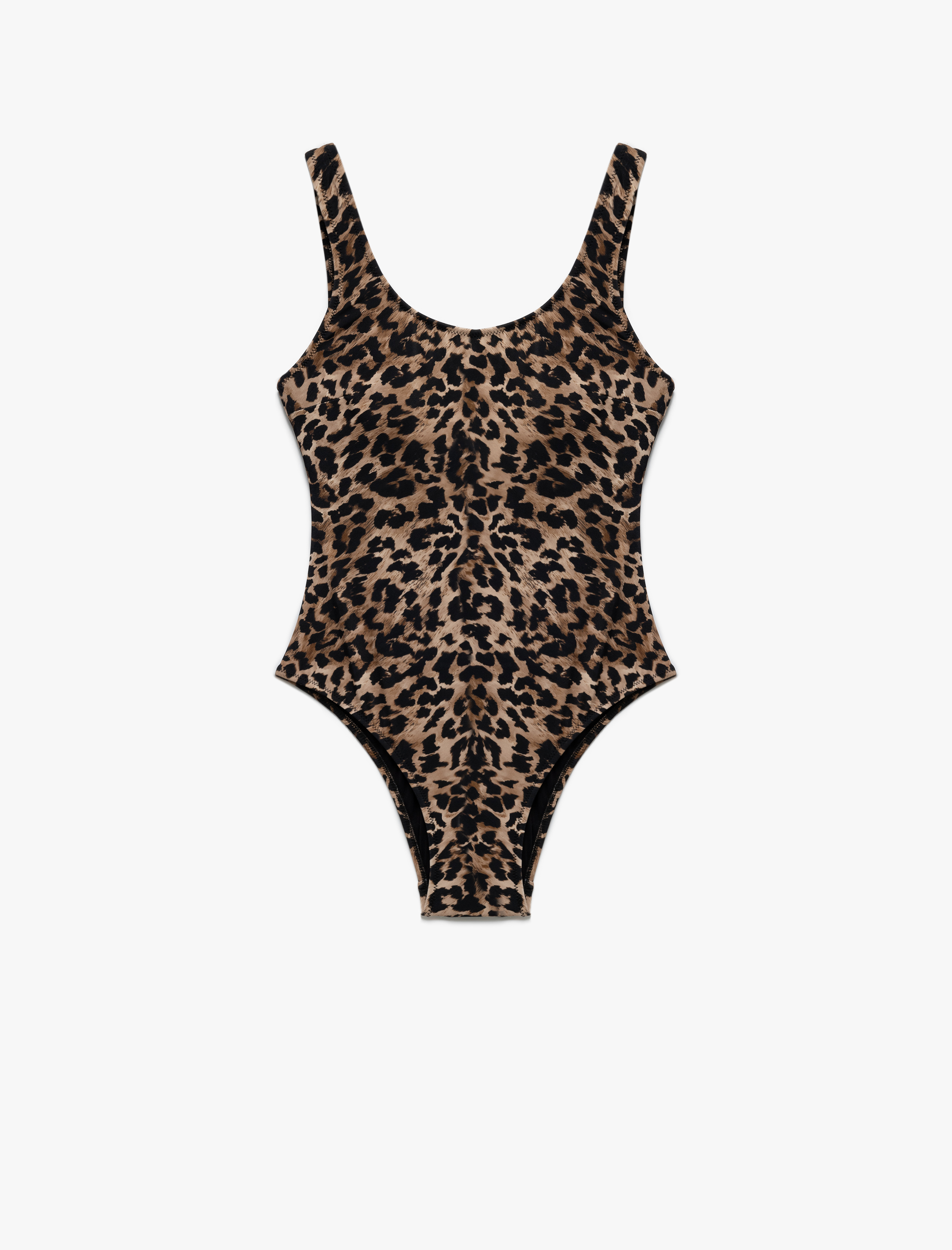   Mat Kumaş Kalın Askılı Leopar Desenli Mayo