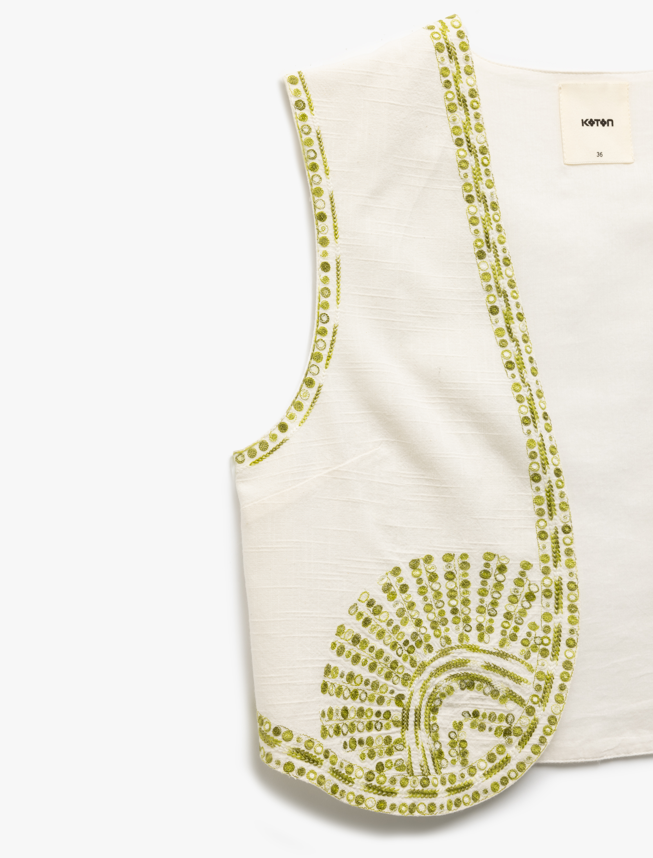   Viskon-Pamuk Karışımlı Kolsuz Boncuk İşlemeli Yelek