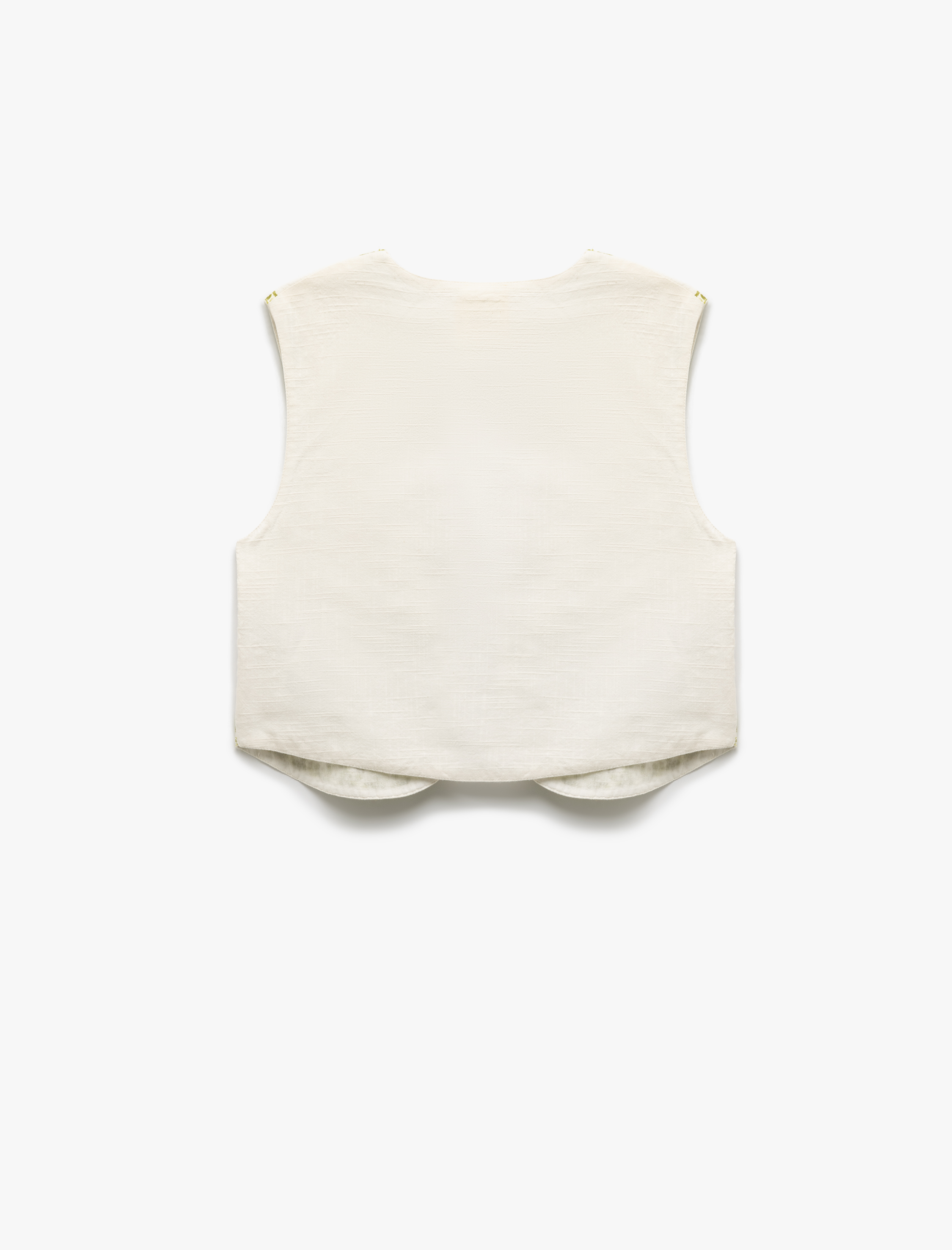   Viskon-Pamuk Karışımlı Kolsuz Boncuk İşlemeli Yelek