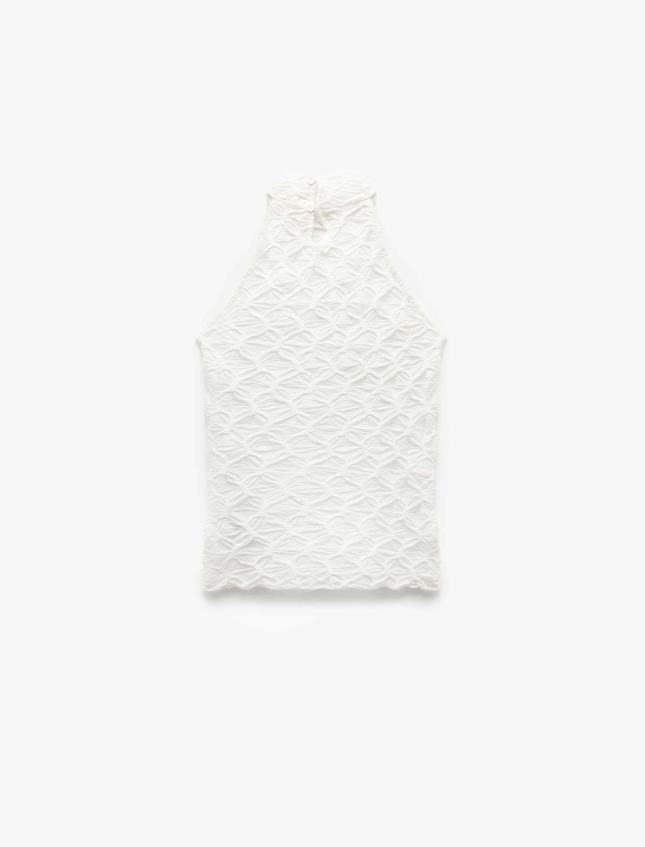   Slim Fit Kolsuz Dantel Tül Dokulu Dik Halter Yaka Top