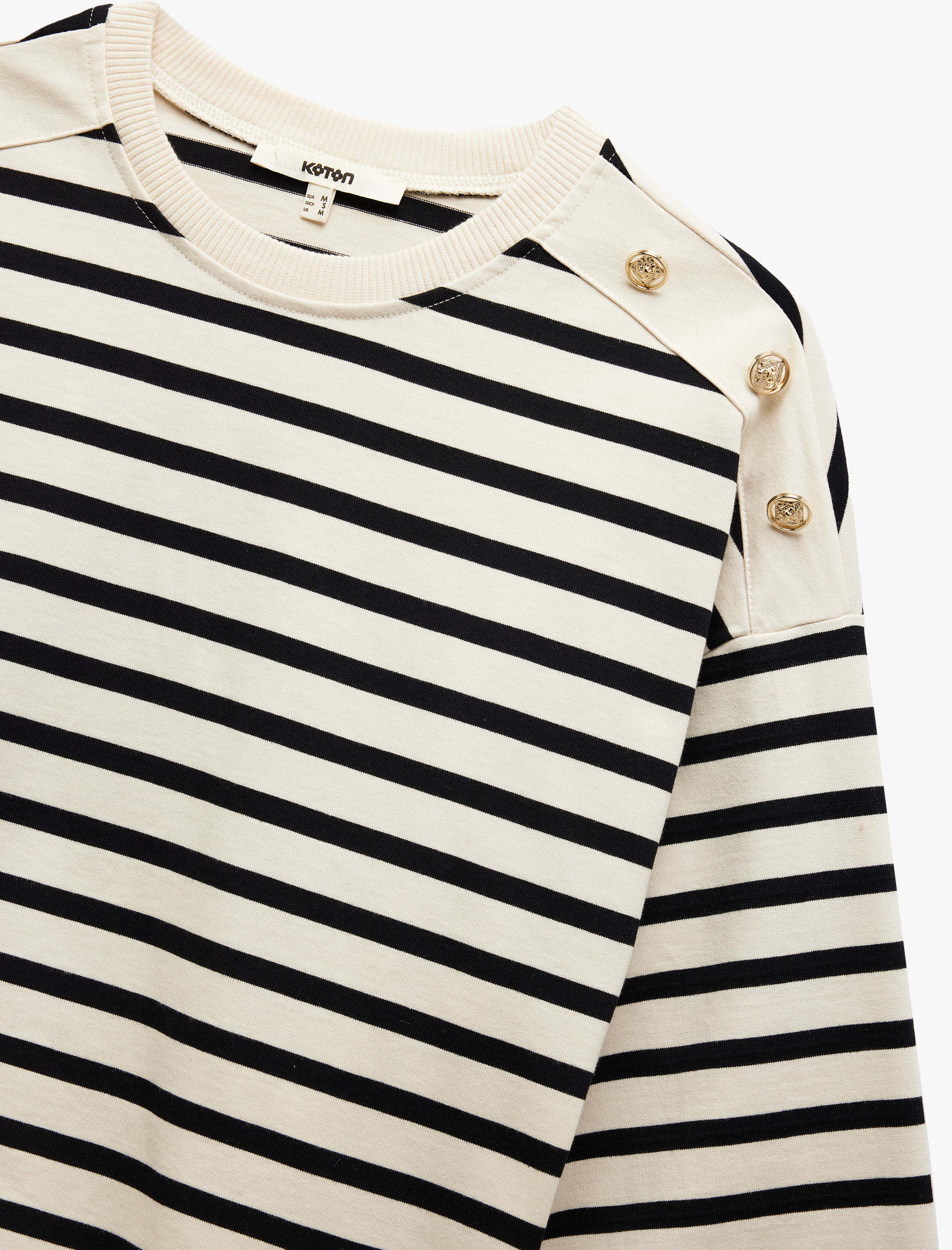   Pamuklu Düğme Detaylı Uzun Kollu Sweatshirt