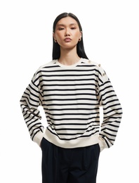 Pamuklu Düğme Detaylı Uzun Kollu Sweatshirt