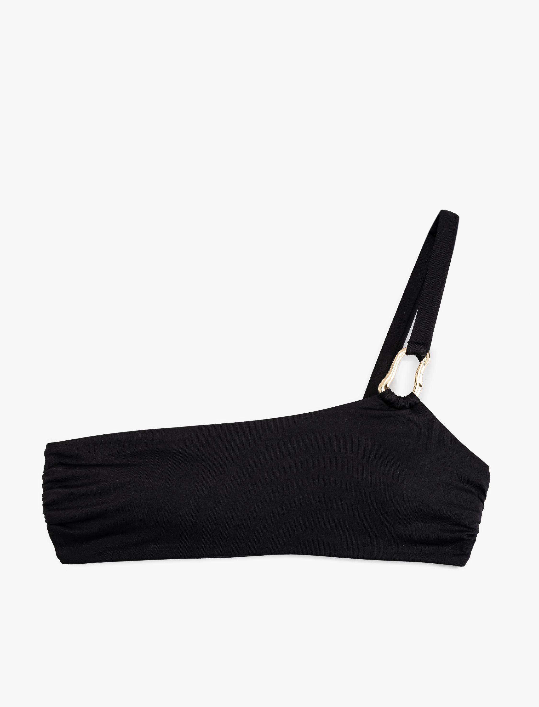   Hafif Destekli Metal Aksesuarlı Tek Omuz Bikini Üstü