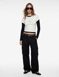 Pamuklu Rahat Kalıp Stoperli Beli Bağcıklı Kargo Cepli Balon Pantolon