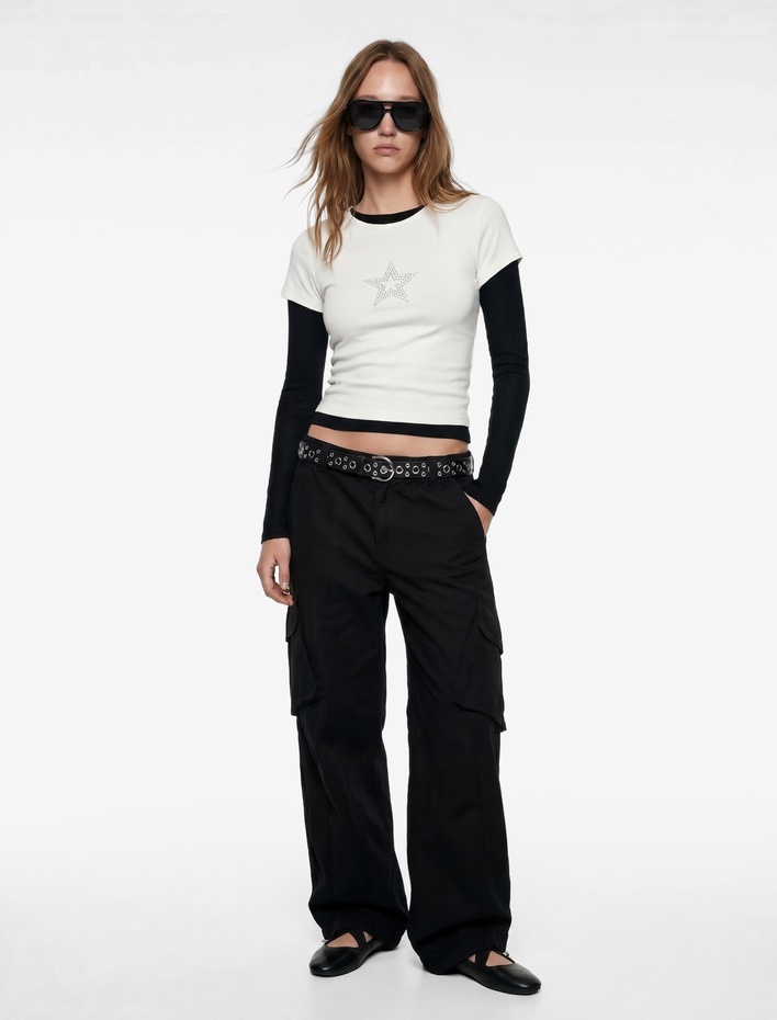  Pamuklu Rahat Kalıp Stoperli Beli Bağcıklı Kargo Cepli Balon Pantolon