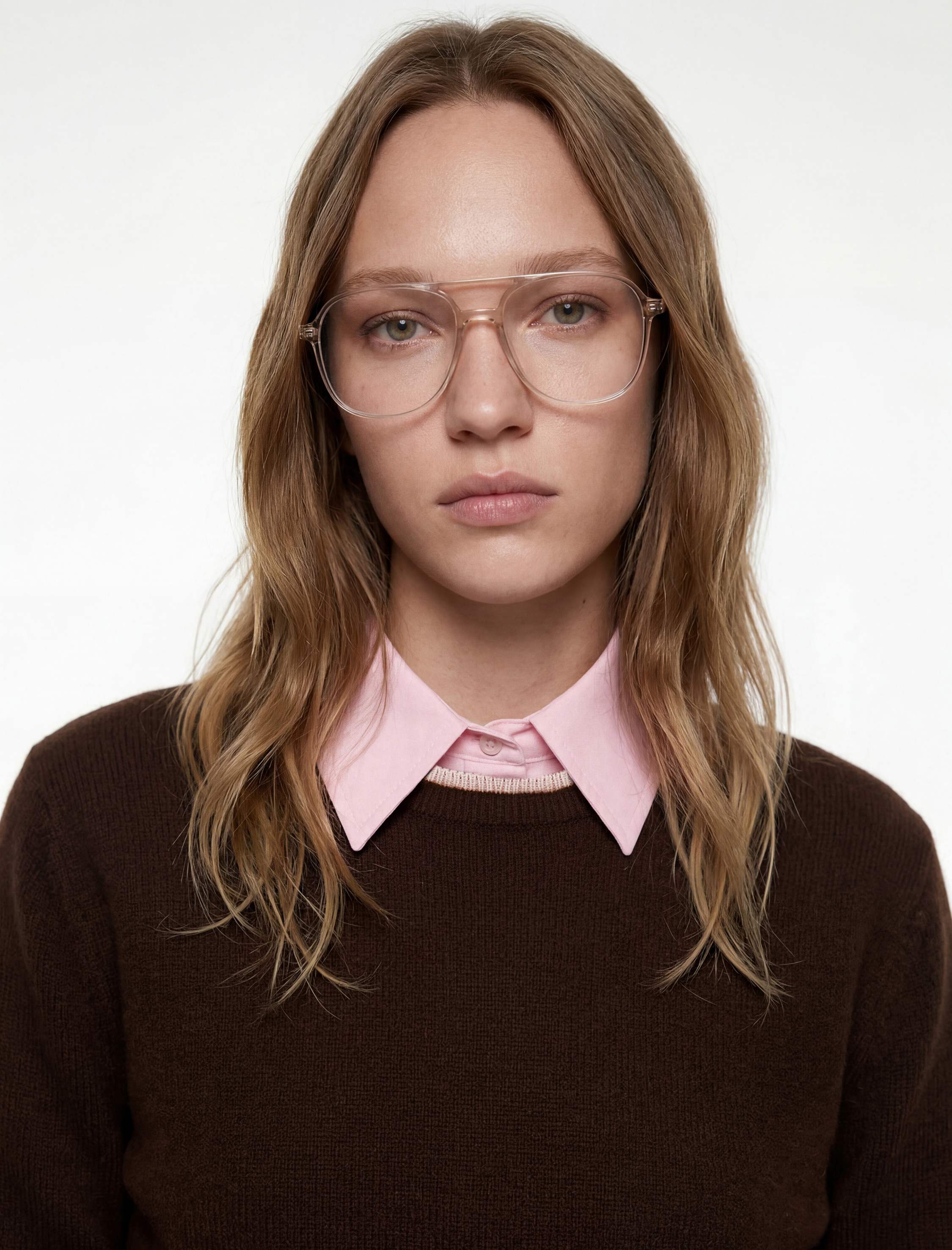   Koyun Yünü Karışımlı Uzun Kollu Bisiklet Yaka Biyeli Triko Kazak